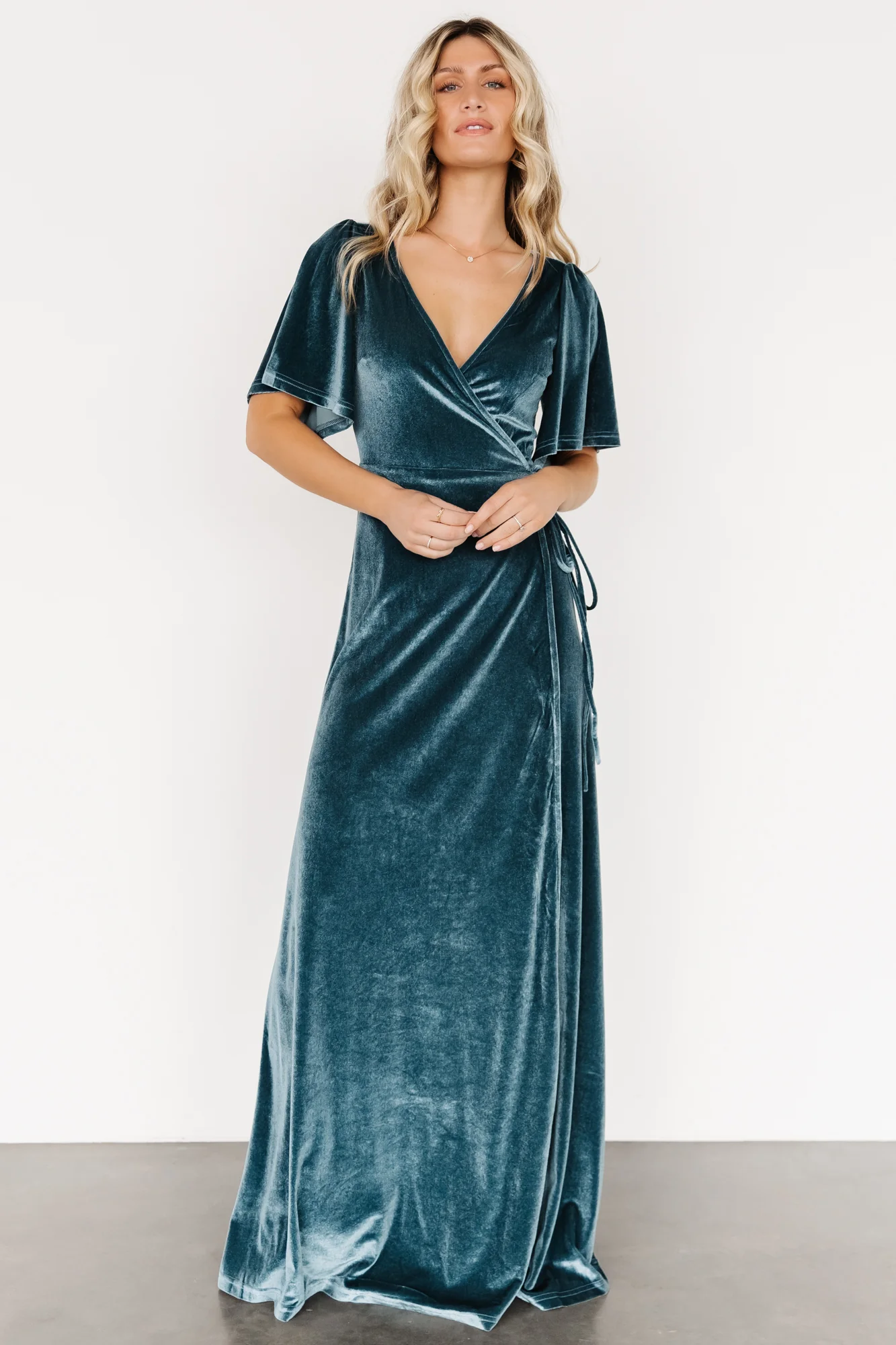 Meghan Velvet Wrap Maxi Dress | Persian Blue