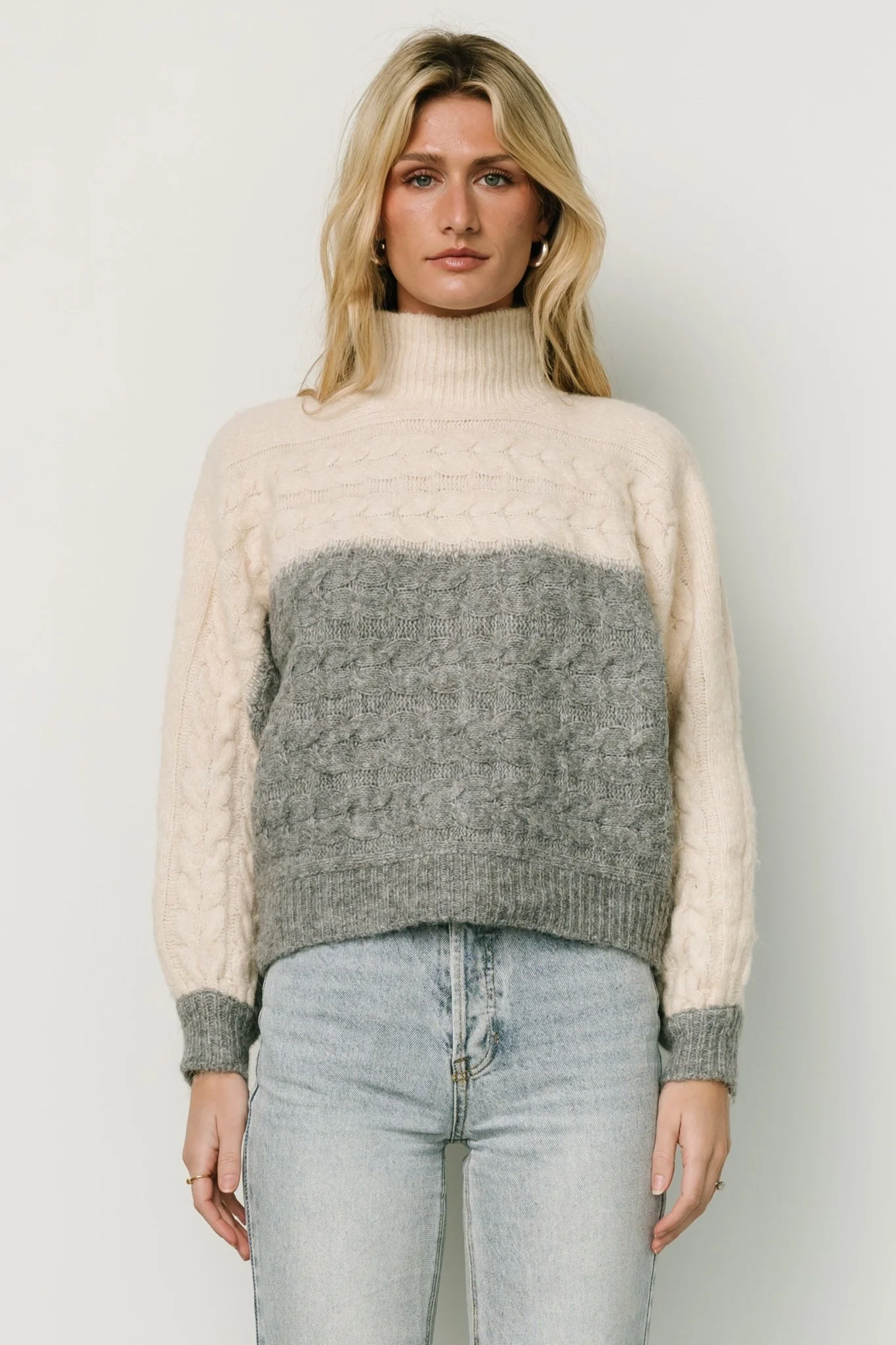 Jody Knit Sweater | Ivory + Gray