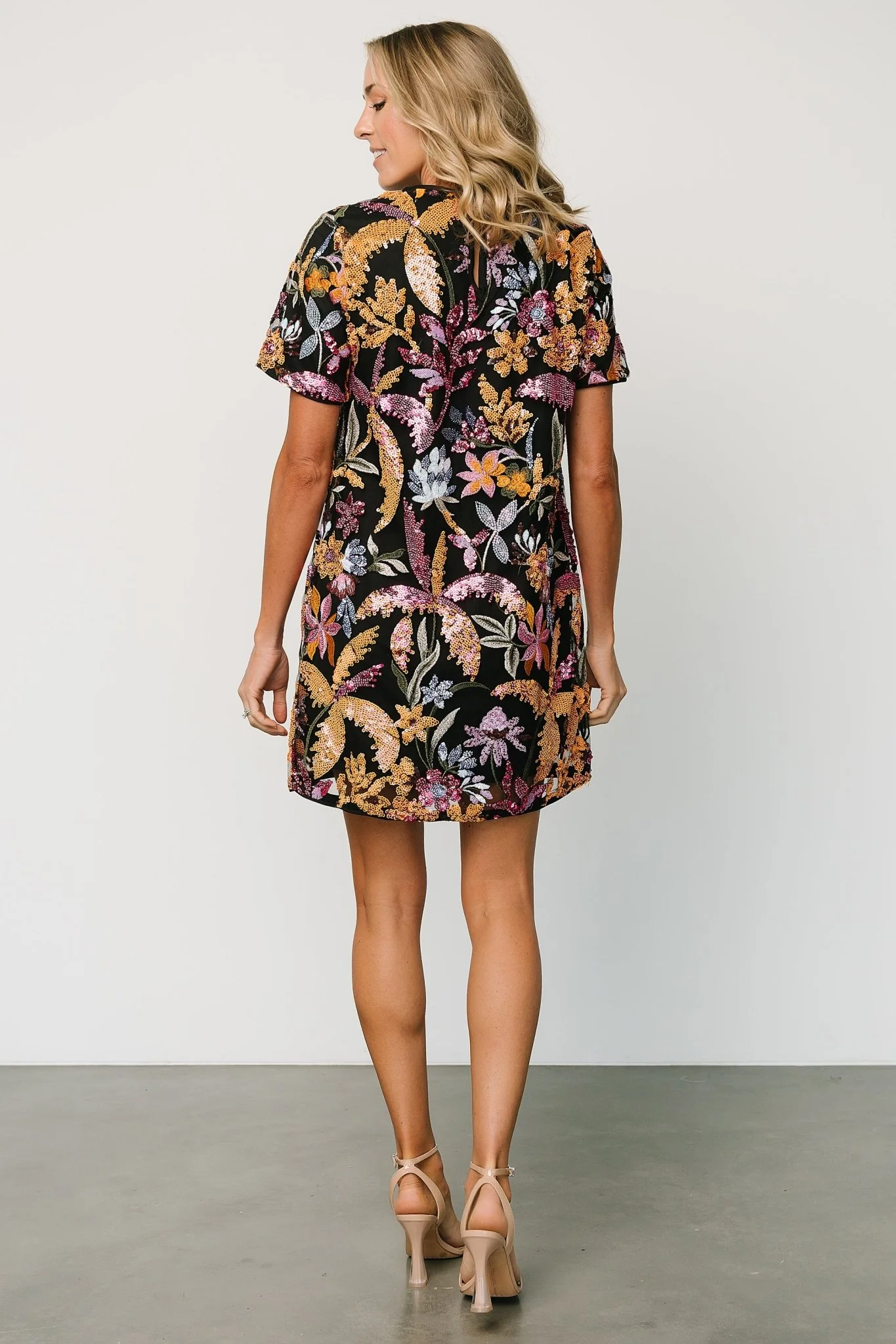 Patricia Sequin Short Dress | Black