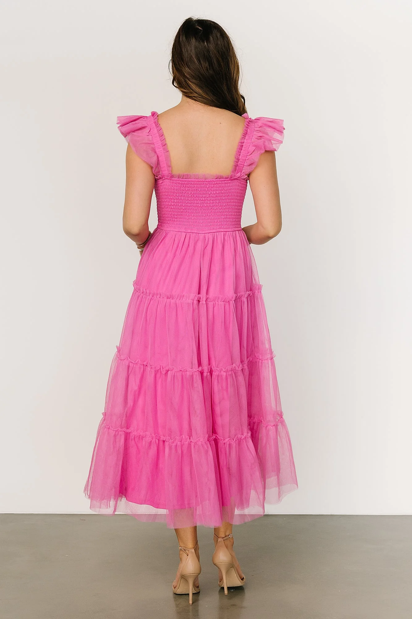 Mindi Tulle Midi Dress | Pink