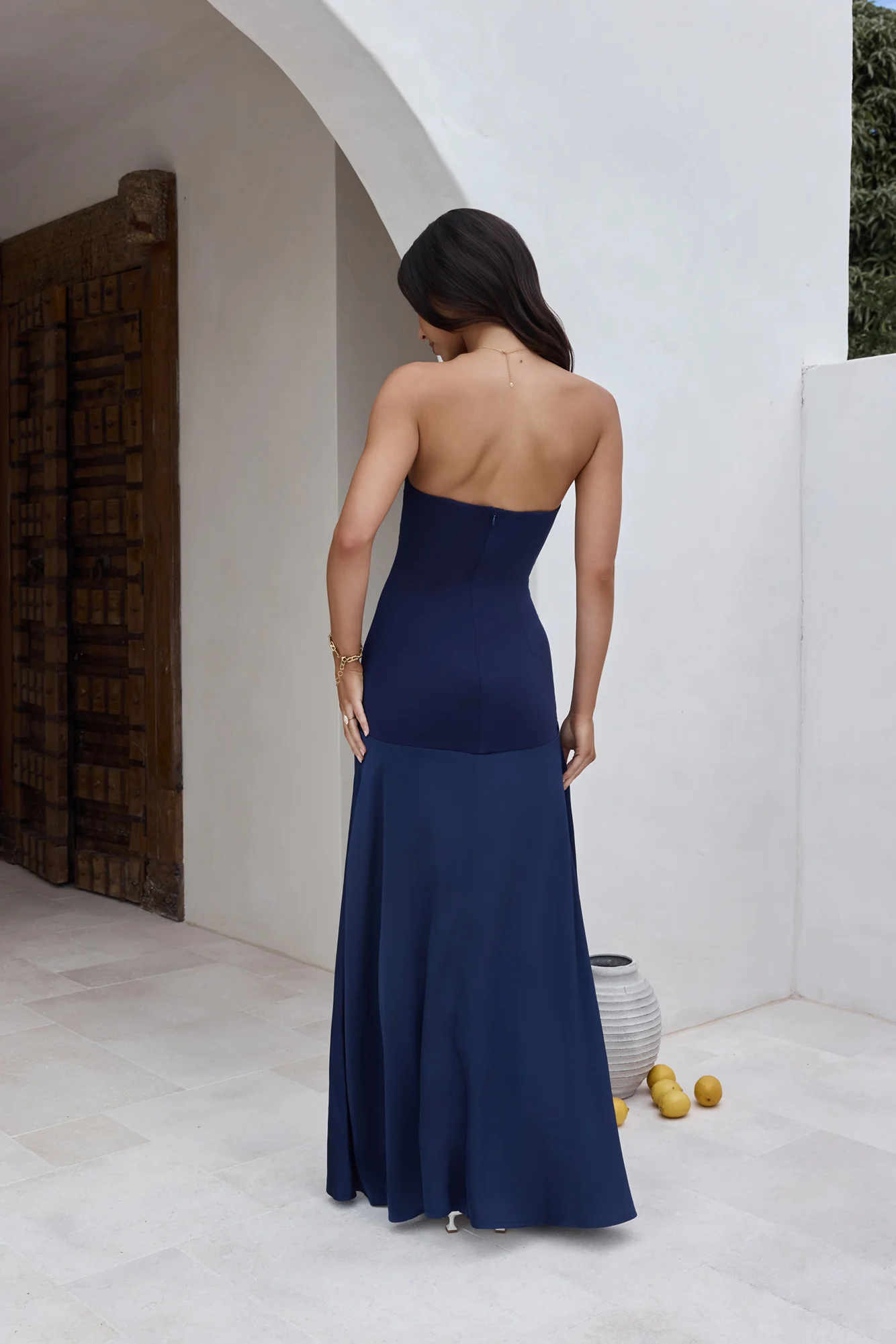 In The Skies Strapless Maxi Dress Blue