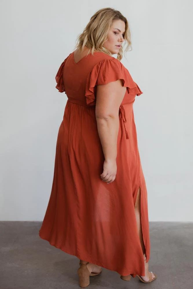 Jennifer Deep V Maxi Dress | Rust