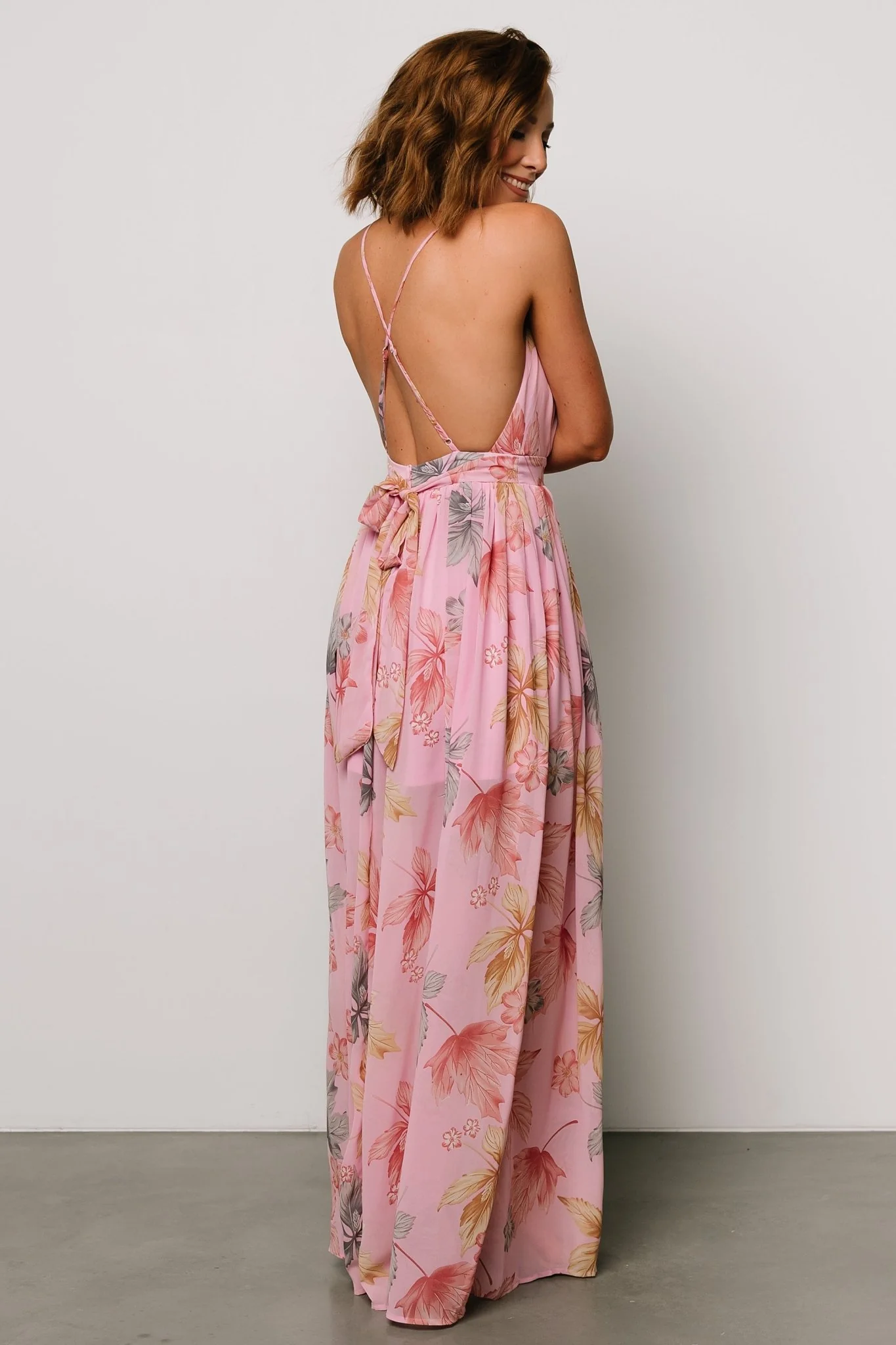Suvi Open Back Maxi Dress | Pink Print