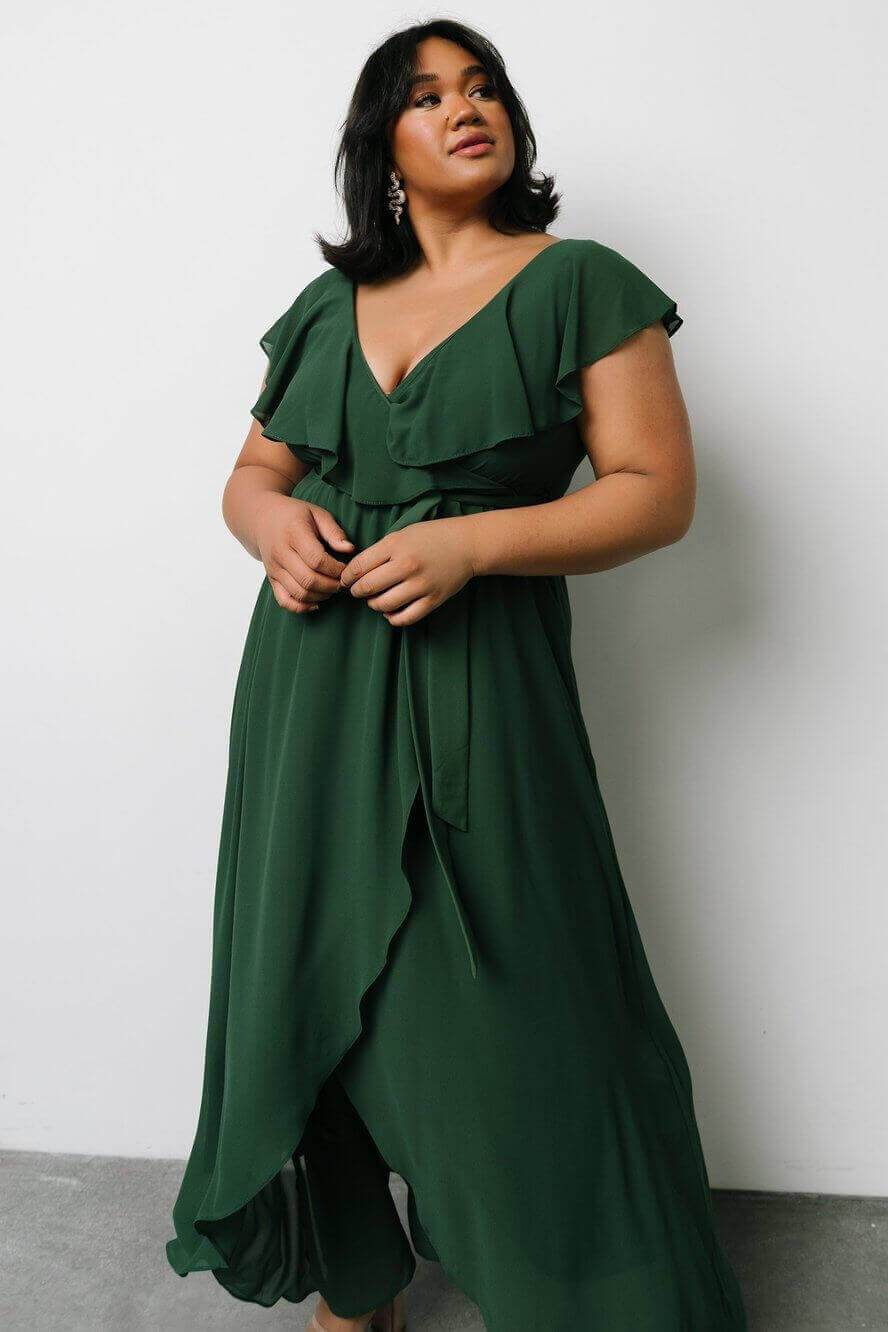 Katya Ruffle Maxi Dress | Evergreen