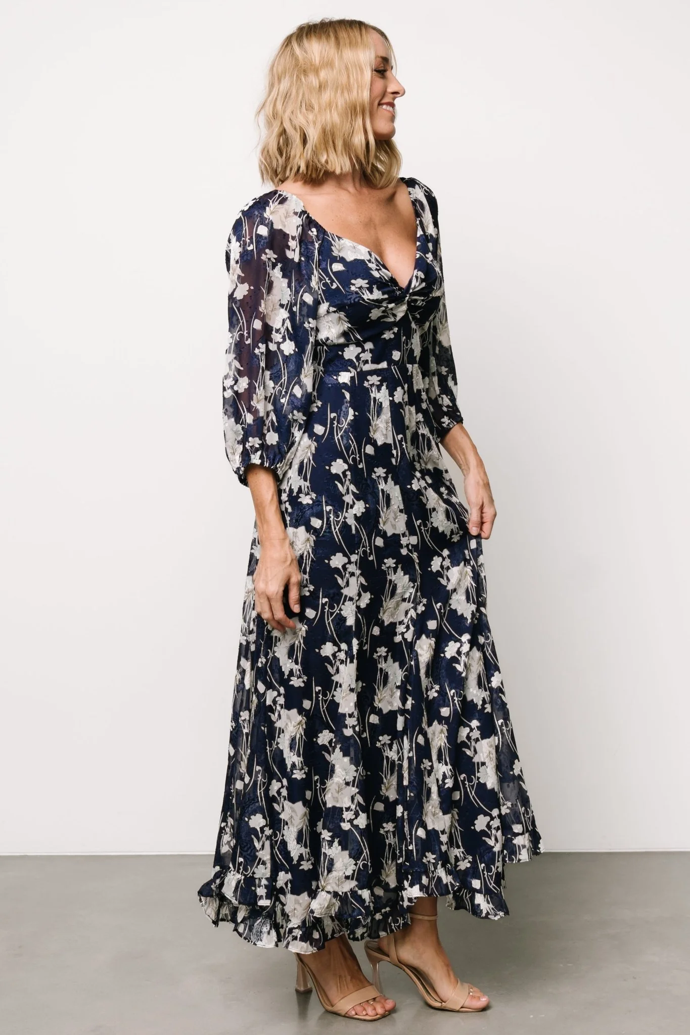 Estefania Maxi Dress | Navy + Off White Floral