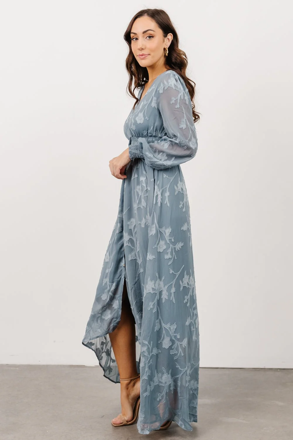 Mayfair High Low Maxi Dress | Dusty Blue