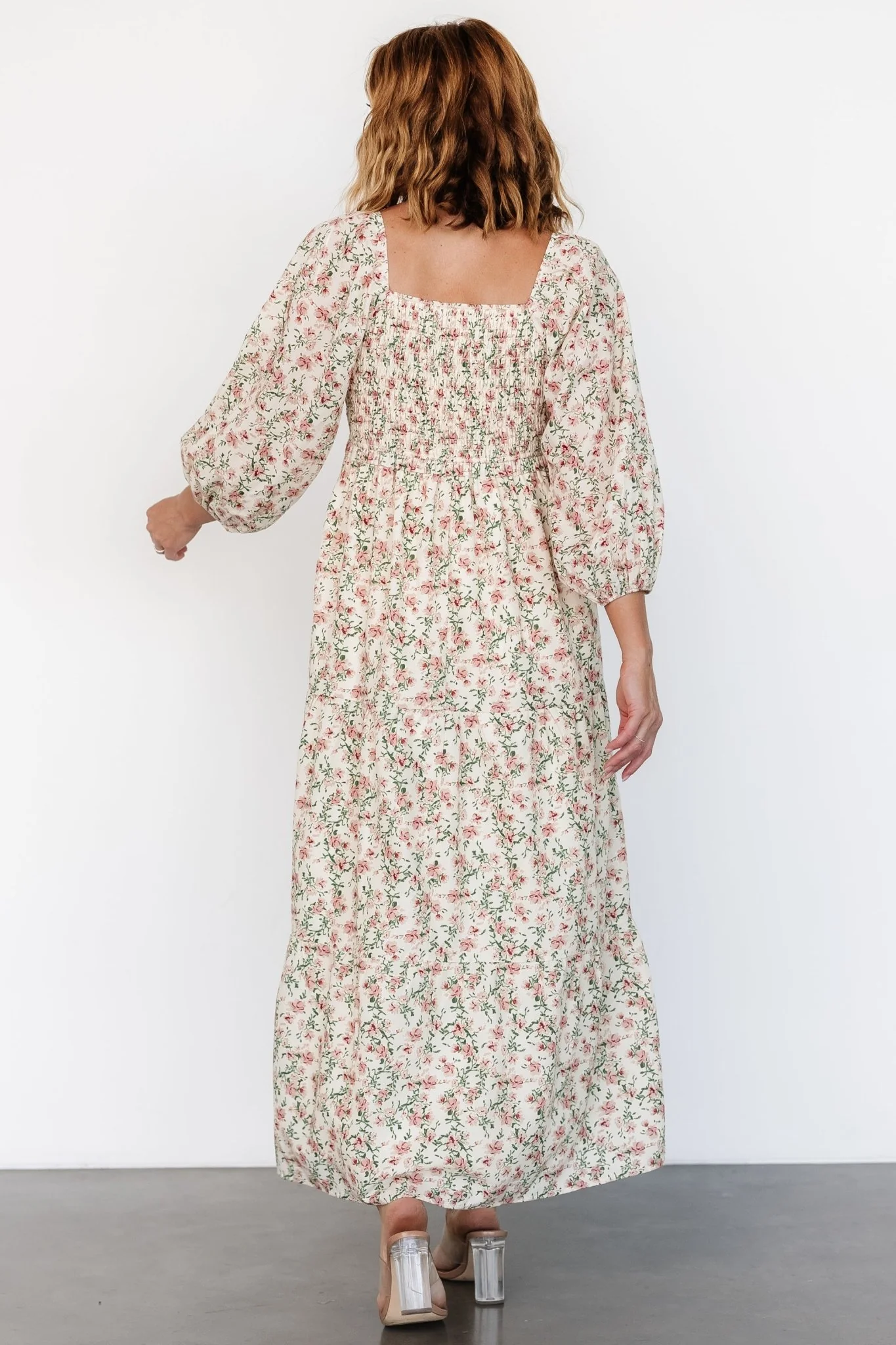 Louisa Smocked Maxi Dress | Cream Floral