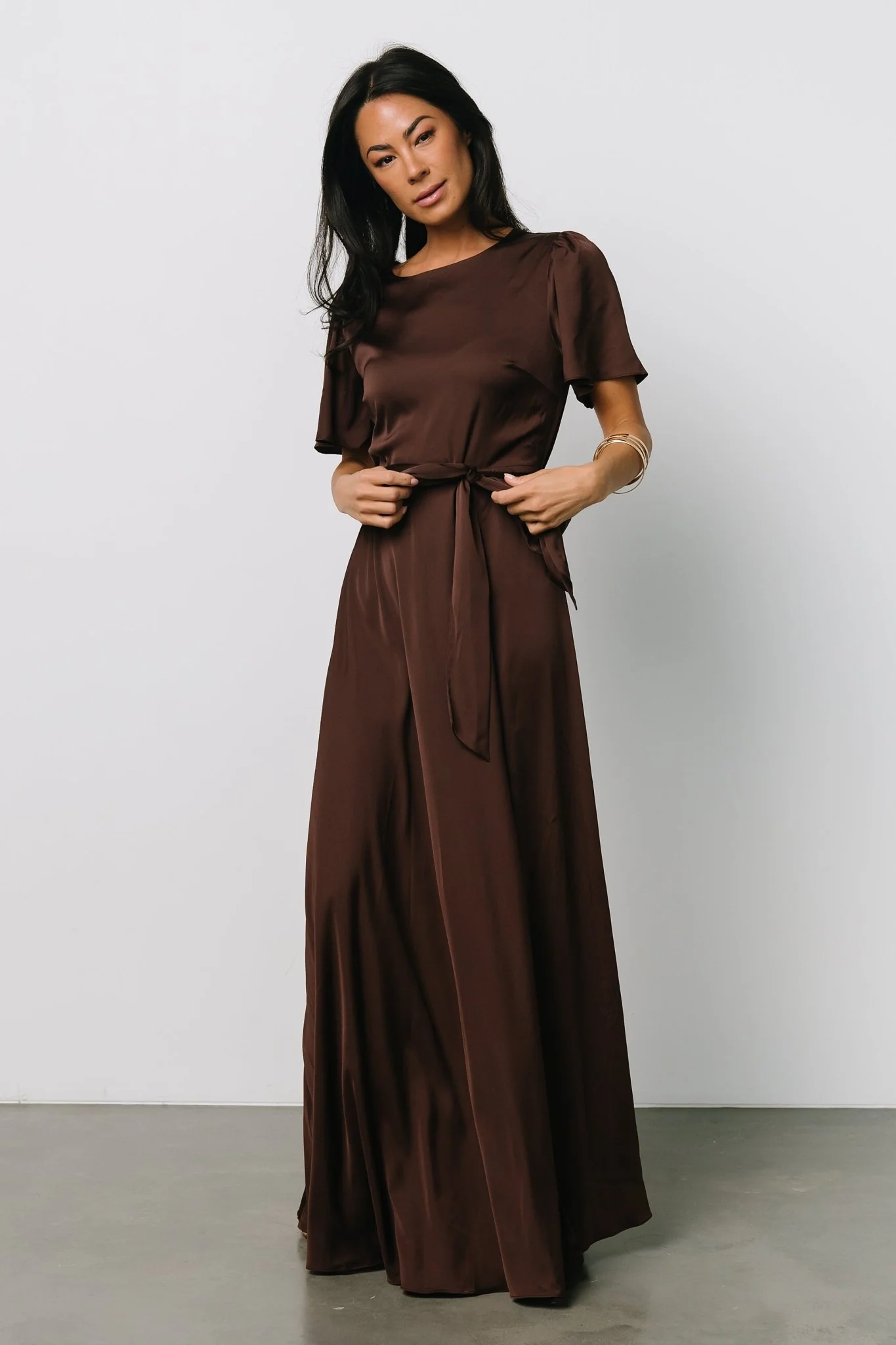 Agnes Satin Maxi Dress | Espresso