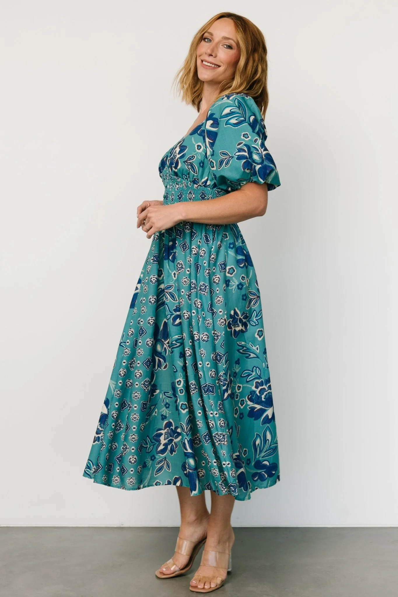 Elyse Midi Dress | Teal + Blue Multi