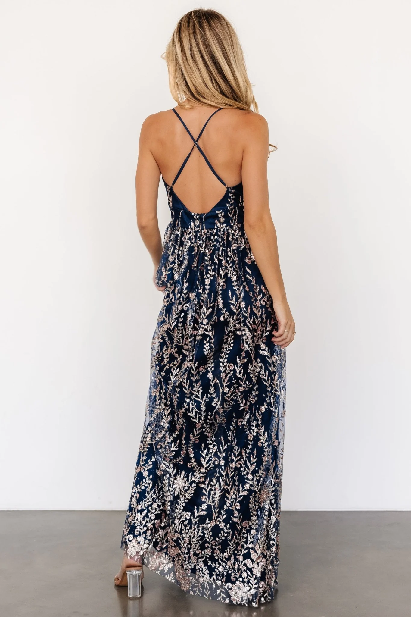 Anisa Shimmer Gown | Navy + Rose