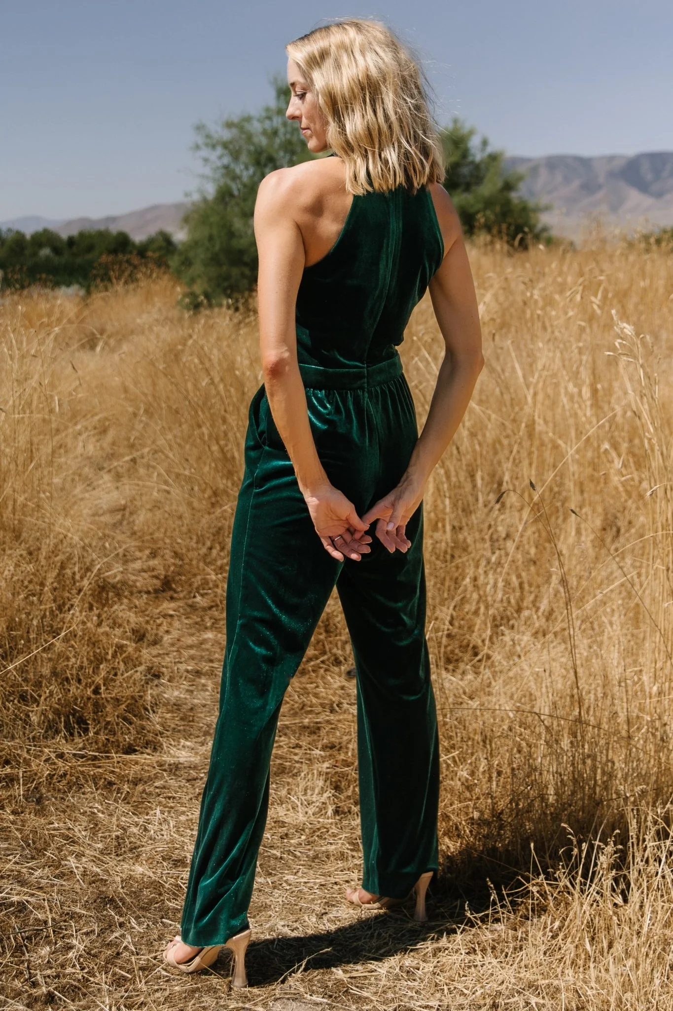 Cleopatra Velvet Jumpsuit | Dark Green