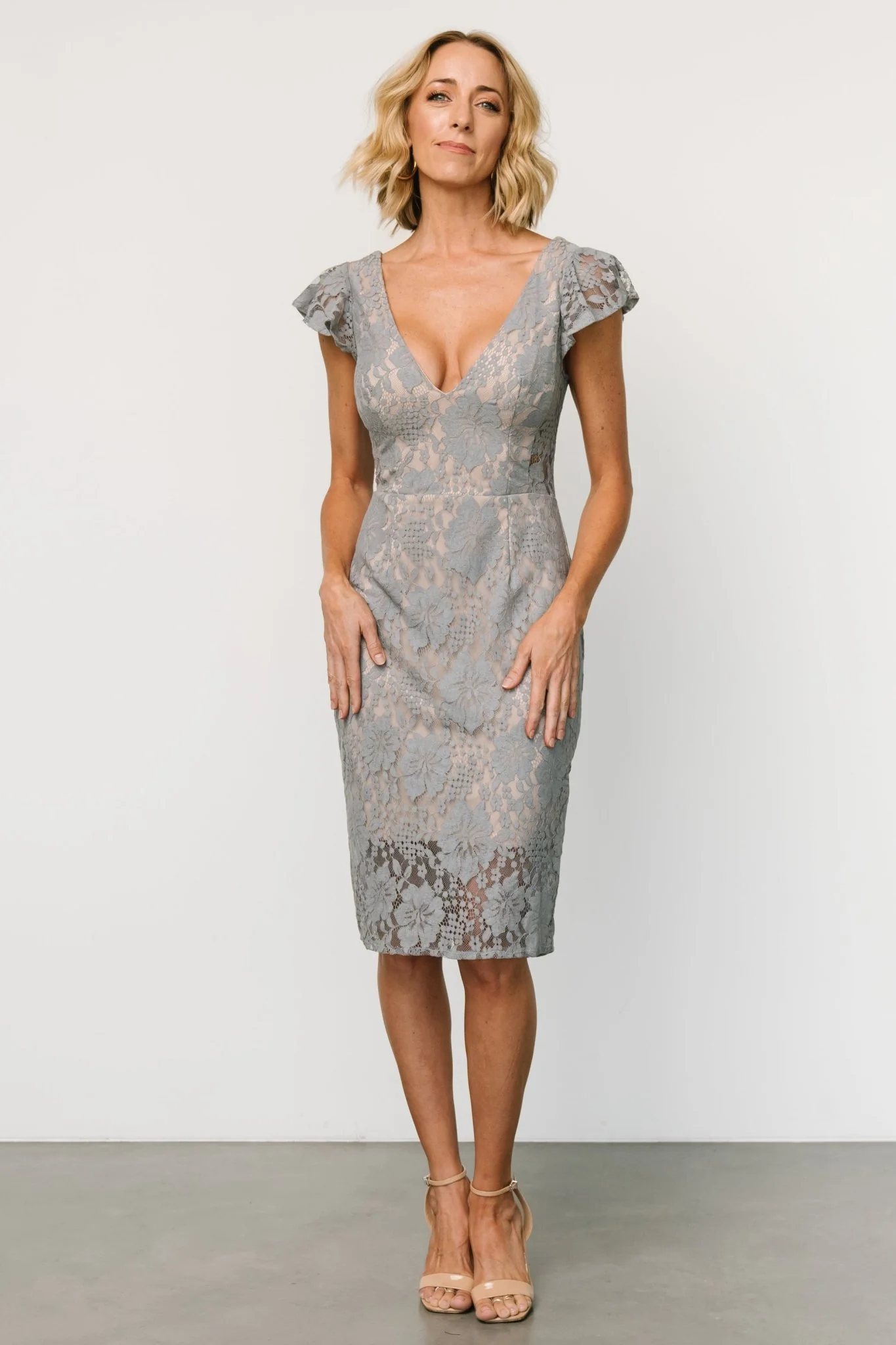 Kimber Lace Dress | Dusty Slate