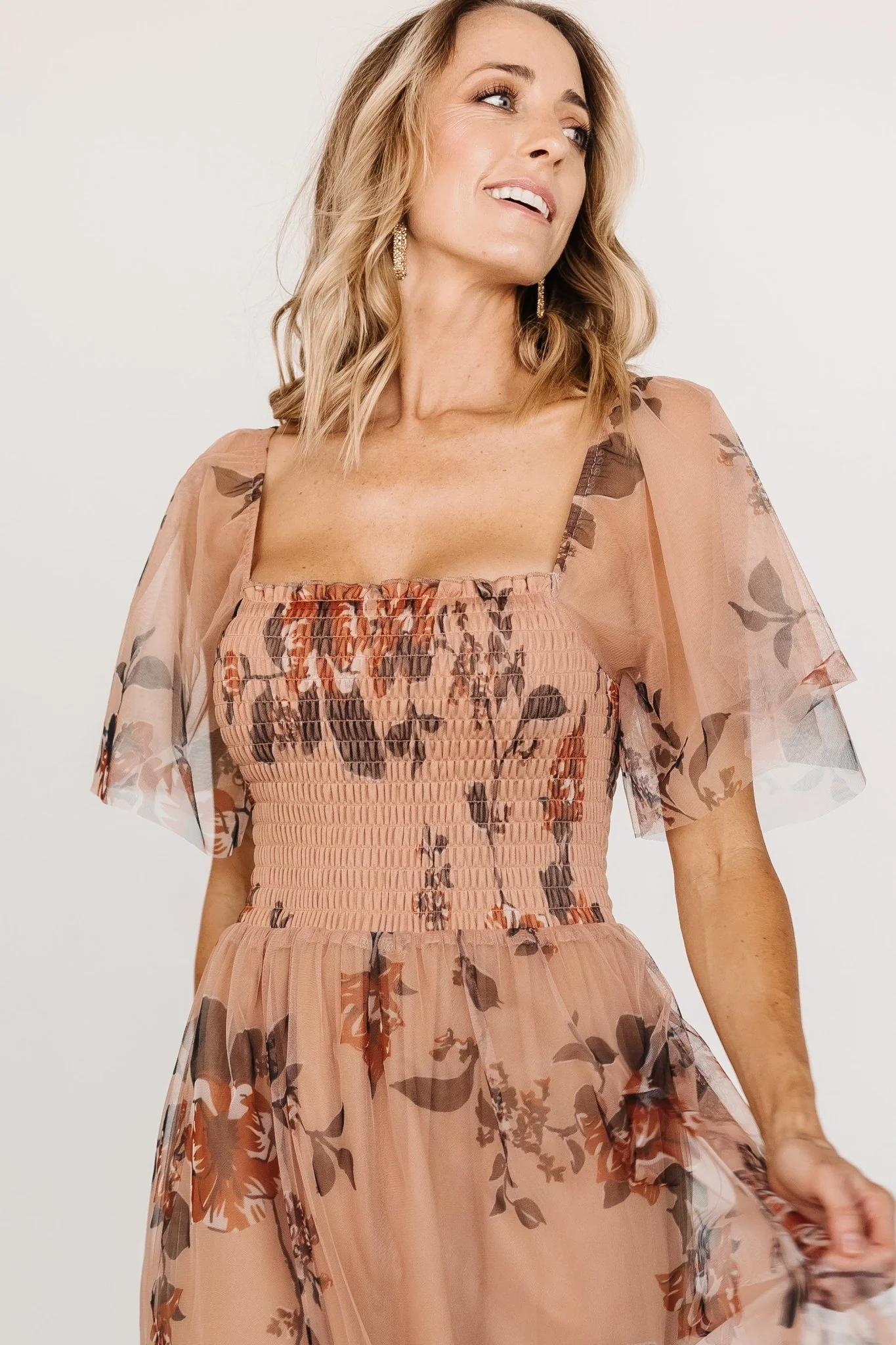 Cassandra Tulle Maxi Dress | Copper Floral