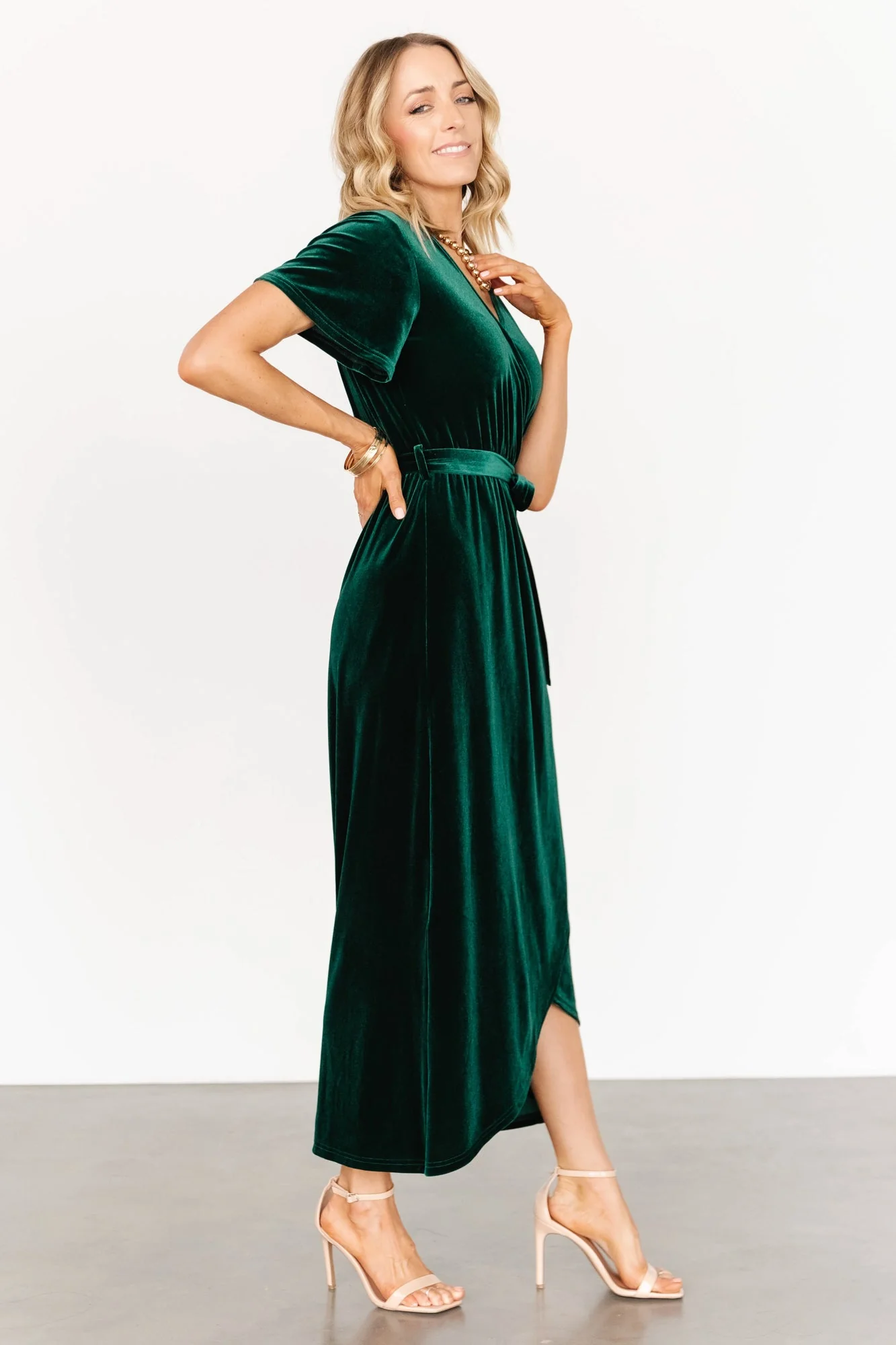 Nadine Velvet Midi Dress | Green
