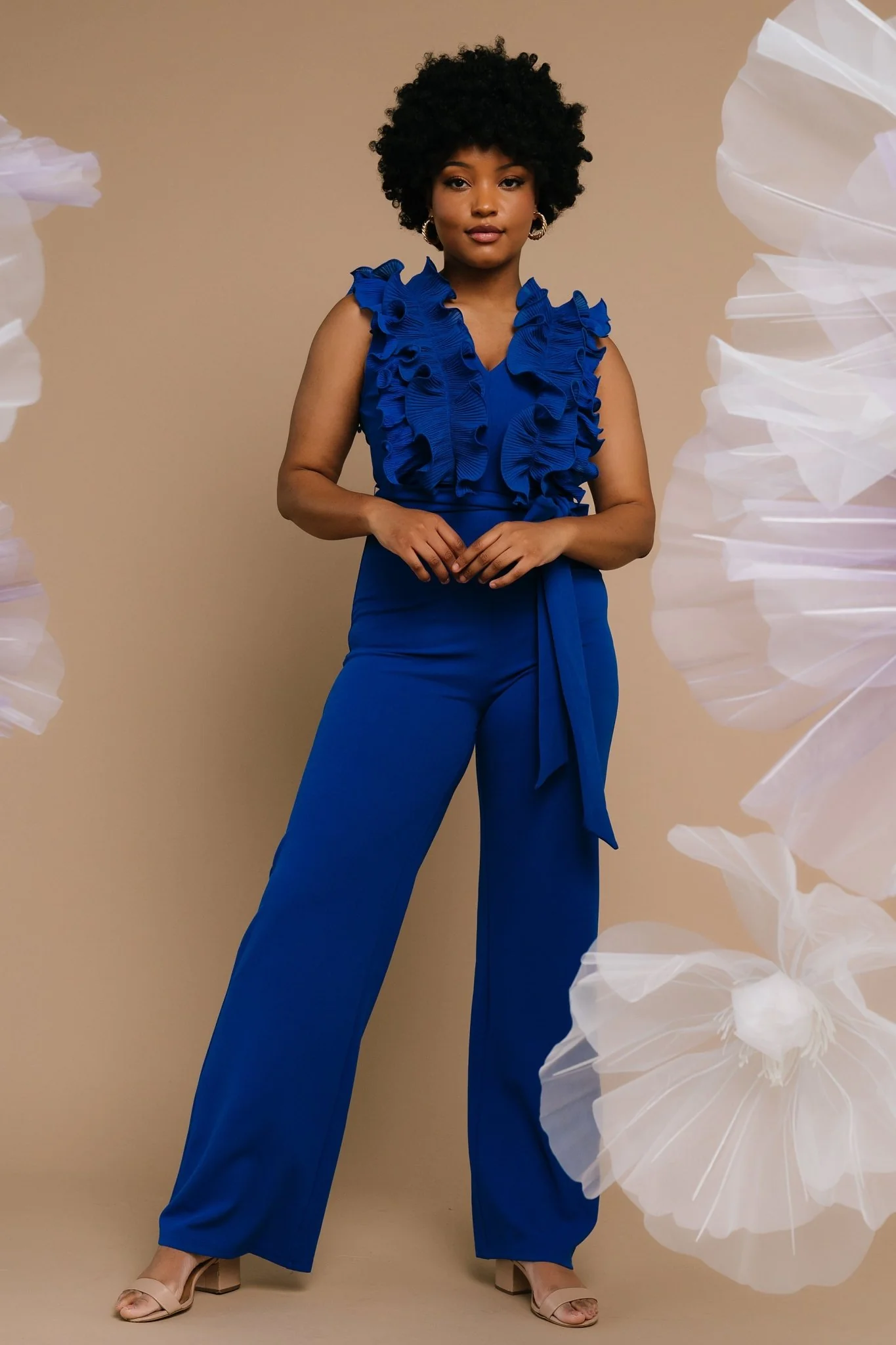 Tyra Ruffle Tank Jumpsuit | Cobalt