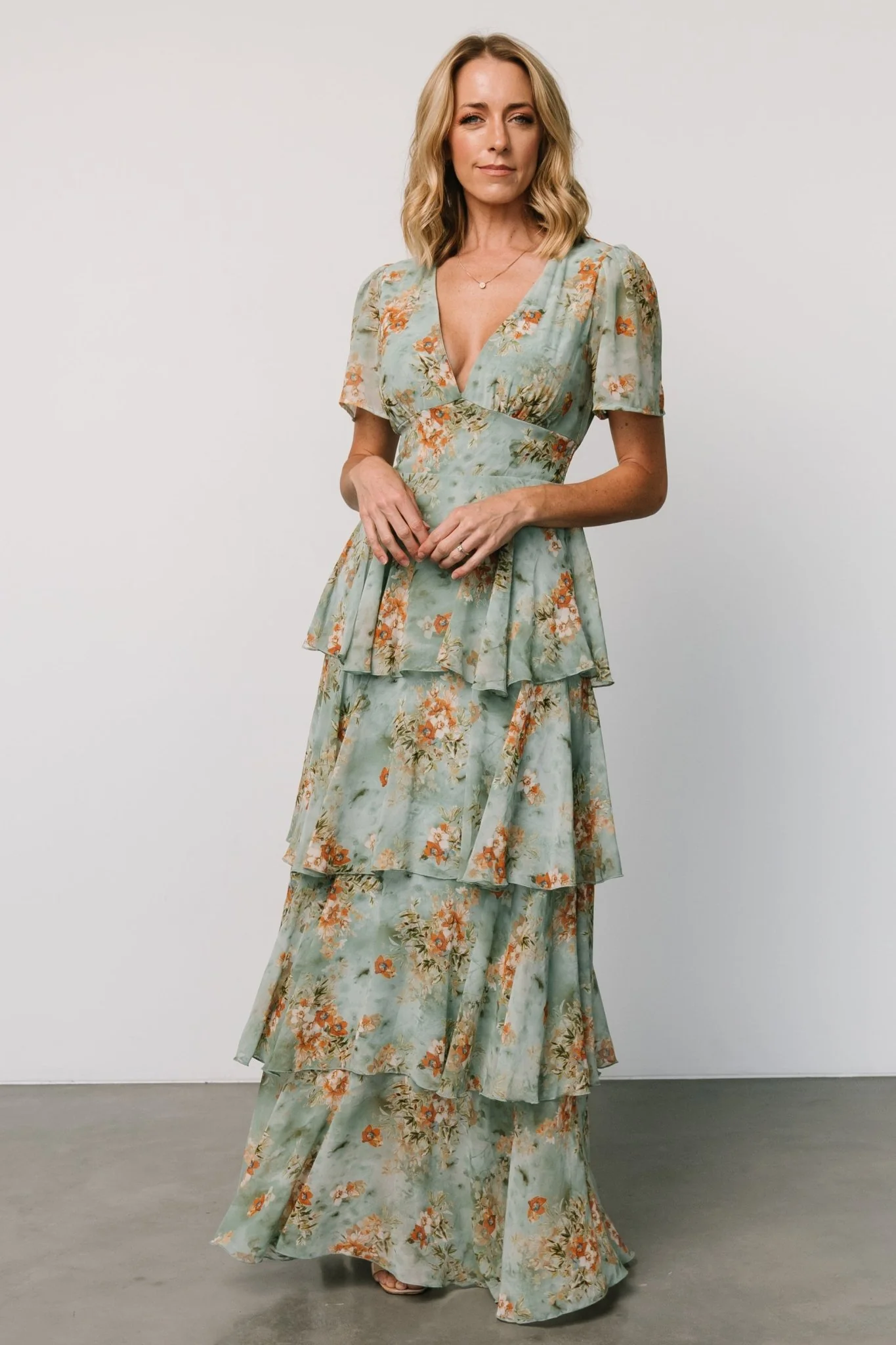 Montaigne Ruffle Maxi Dress | Blue Sage Floral