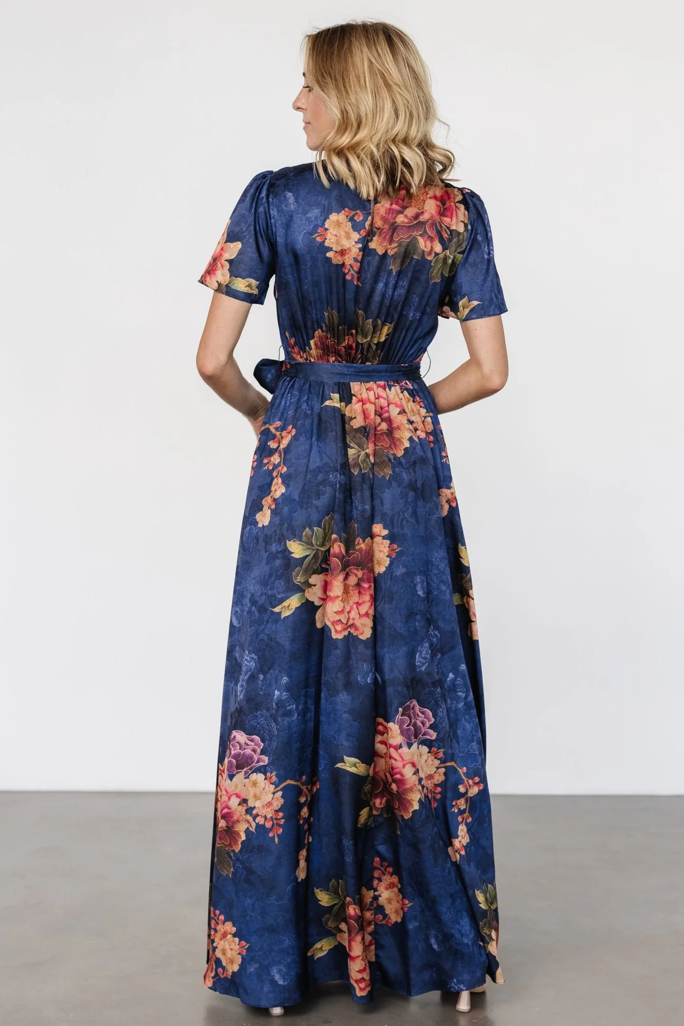 Agnes Satin Maxi Dress | Navy Floral