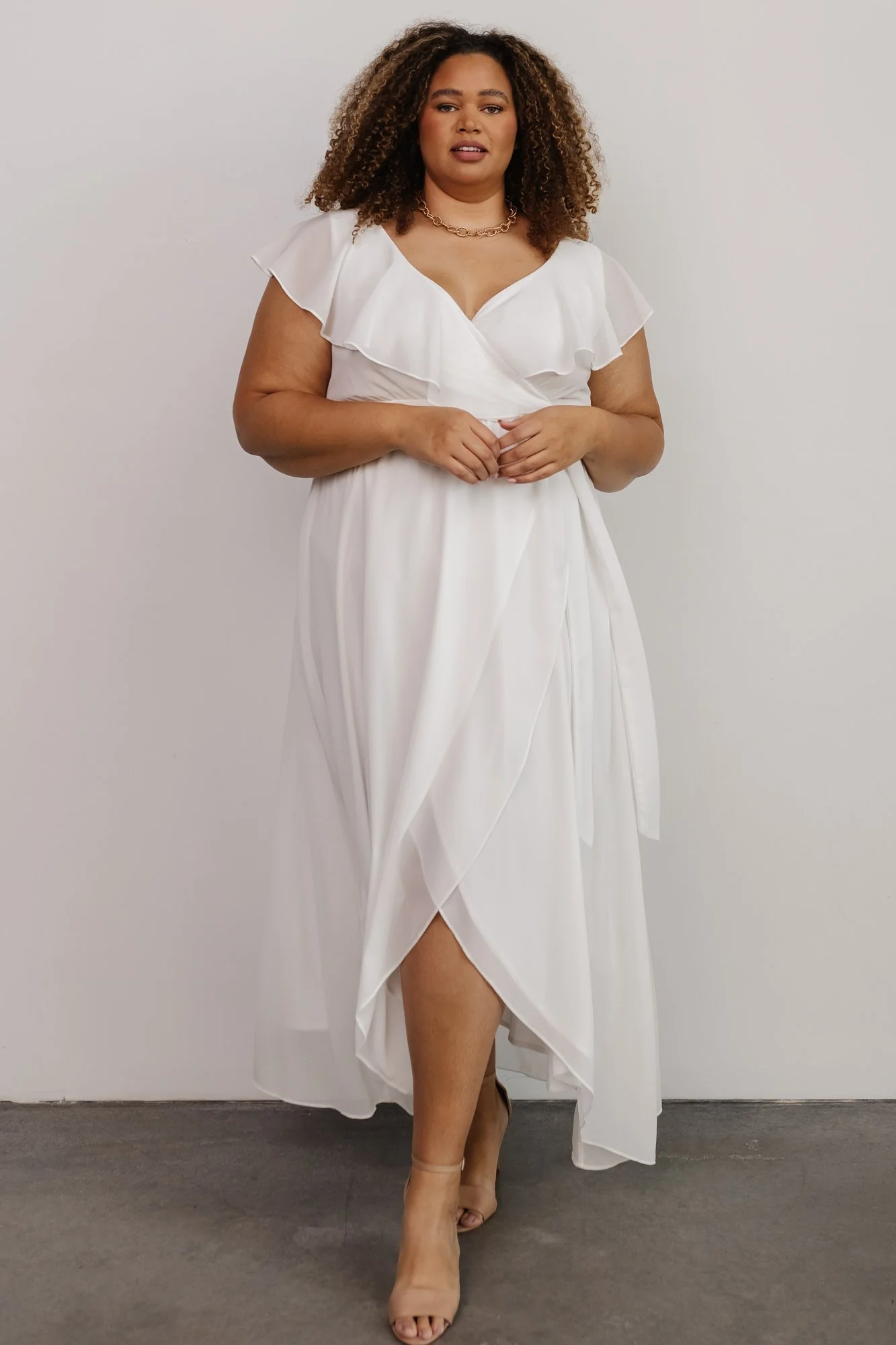 Katya Ruffle Maxi Dress | White