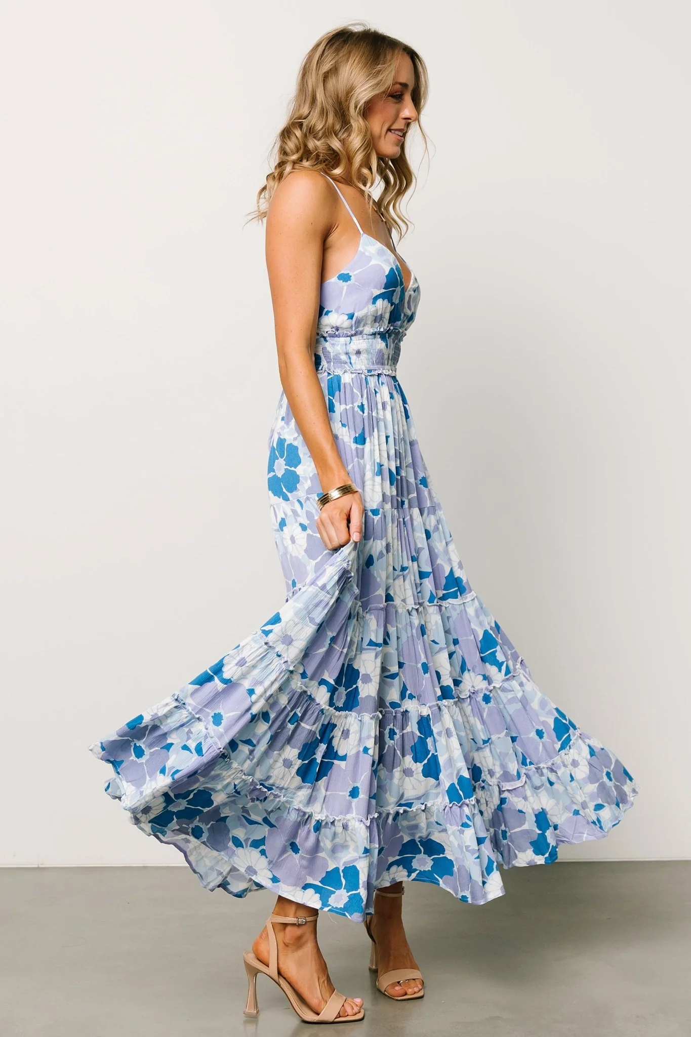 Malia Cross Back Maxi Dress | Blue + Purple Multi