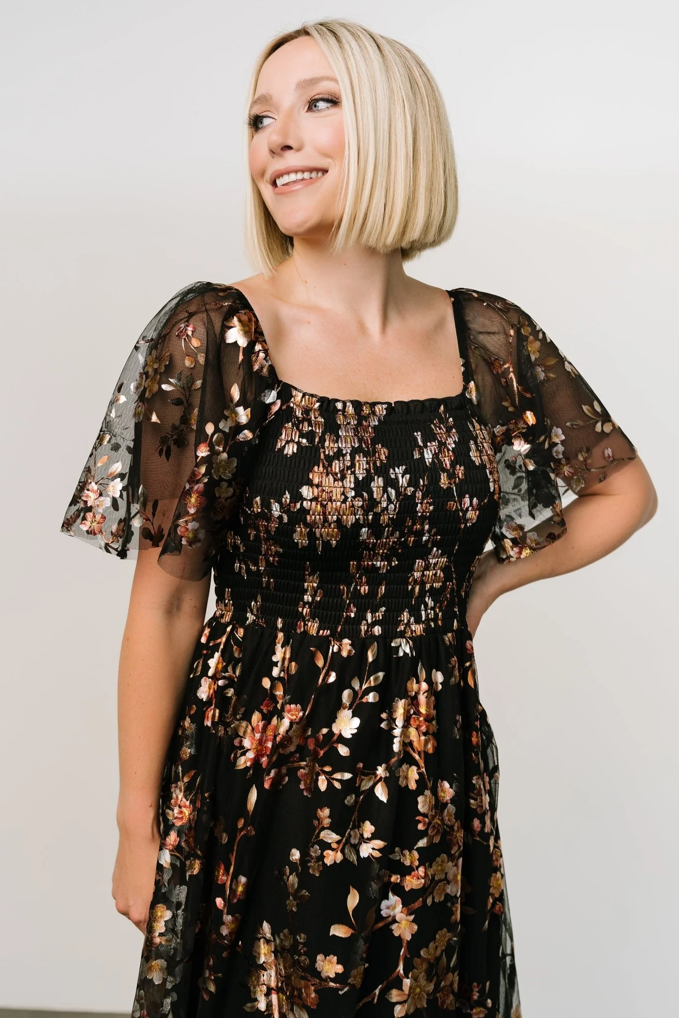 Cassandra Tulle Maxi Dress | Black Blossom