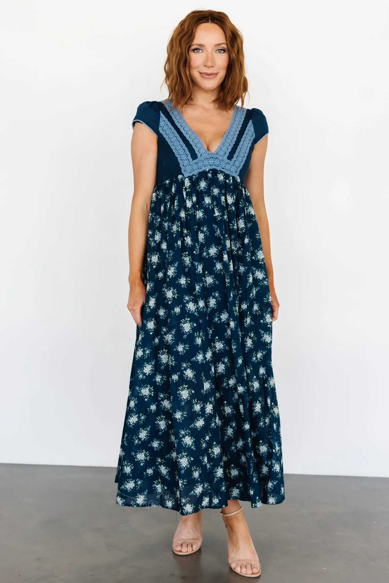 Lucille Maxi Dress | Dark Blue Floral