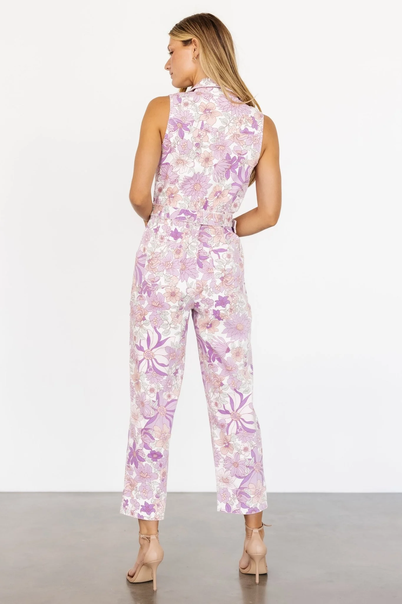 JoJo Sleeveless Jumpsuit | Purple Floral