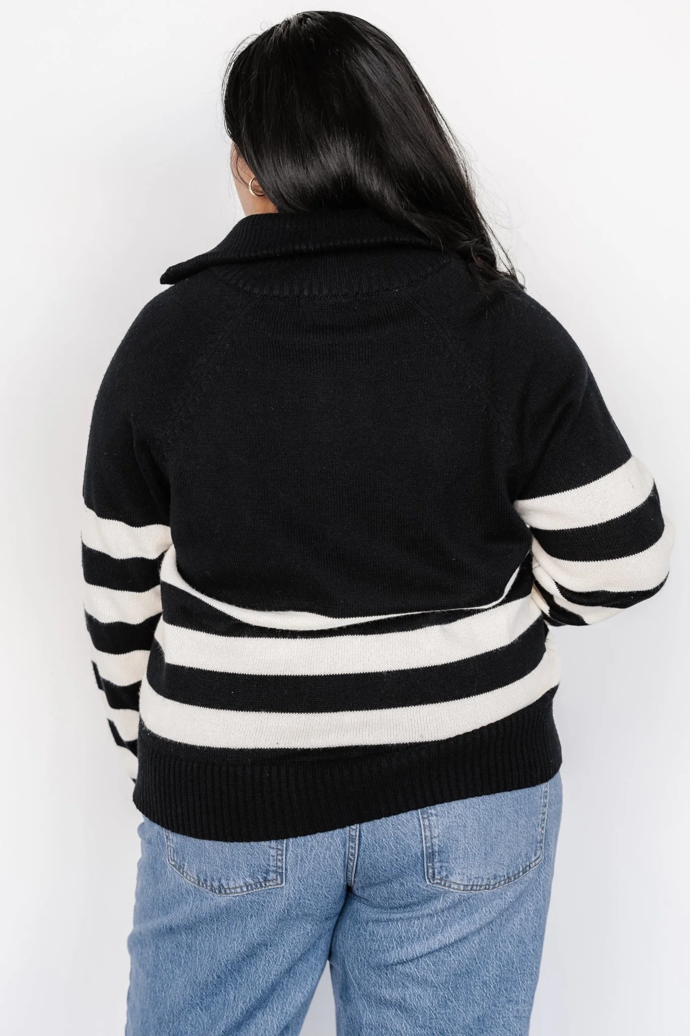 Trish Striped Sweater | Black + Off White