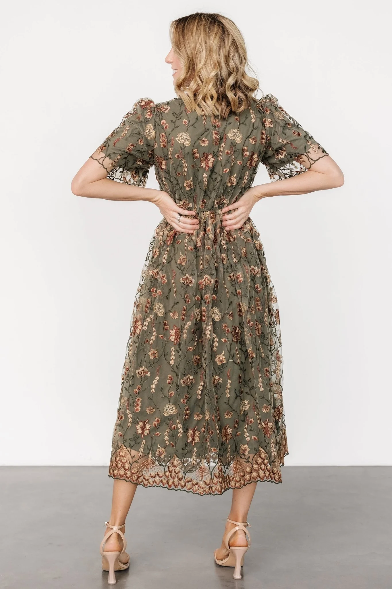 Ravenna Embroidered Dress | Olive Floral