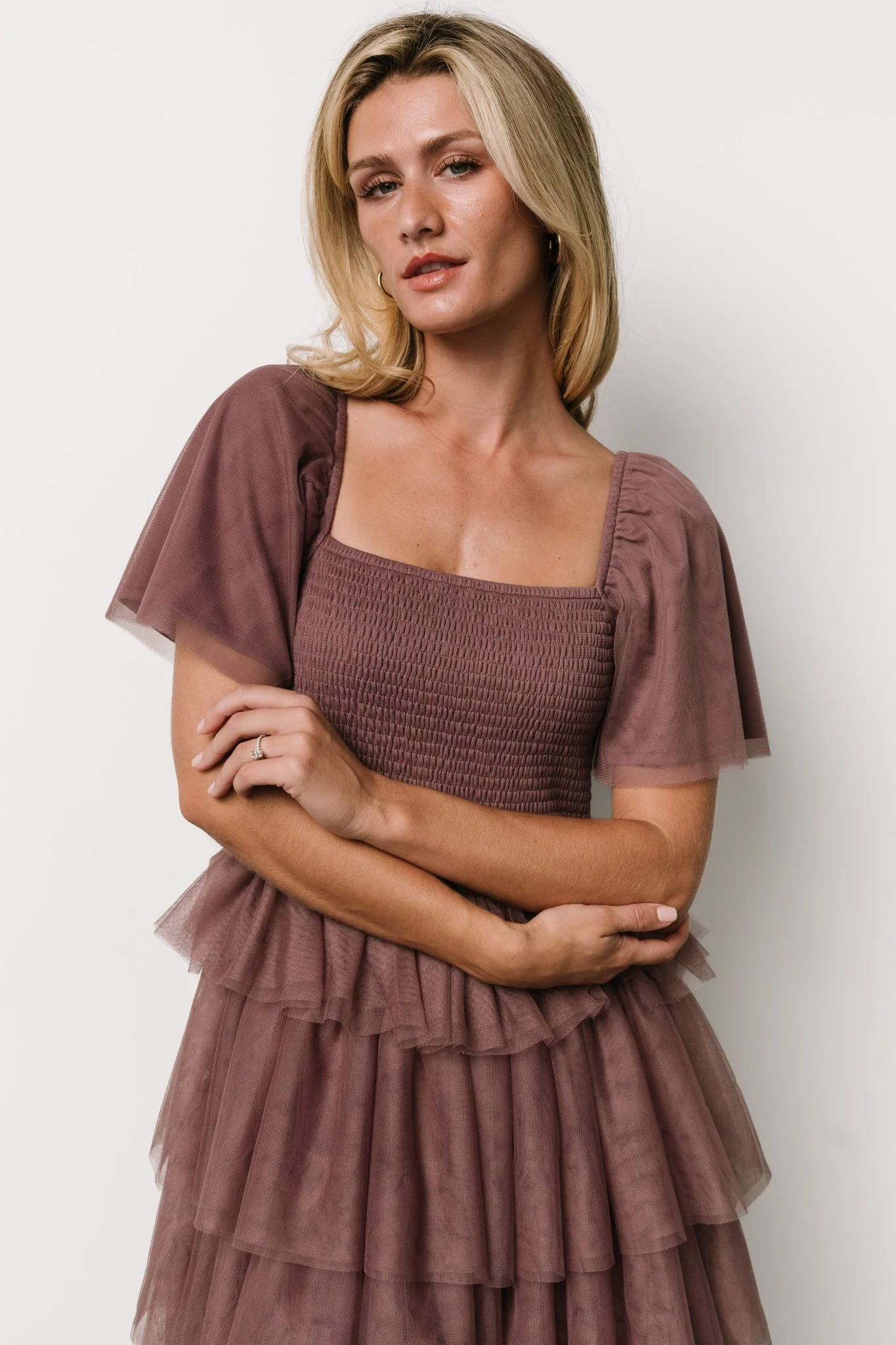 Cherise Tulle Tiered Dress | Dusty Lavender