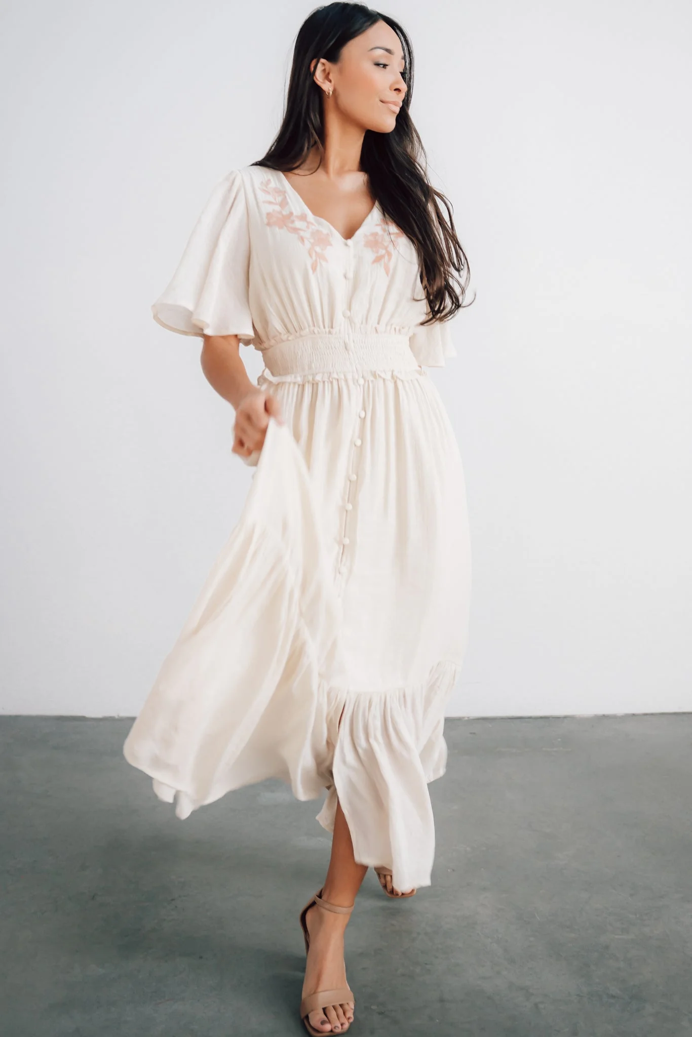 Luz Embroidered Maxi Dress | Natural