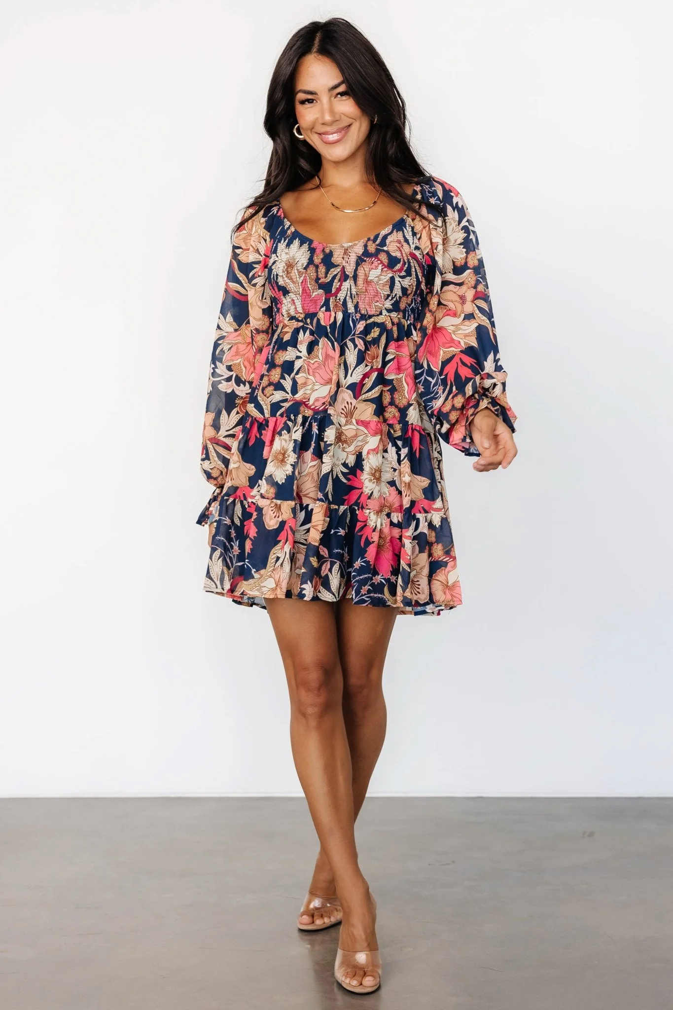 Rubi Short Dress | Navy Multi Floral