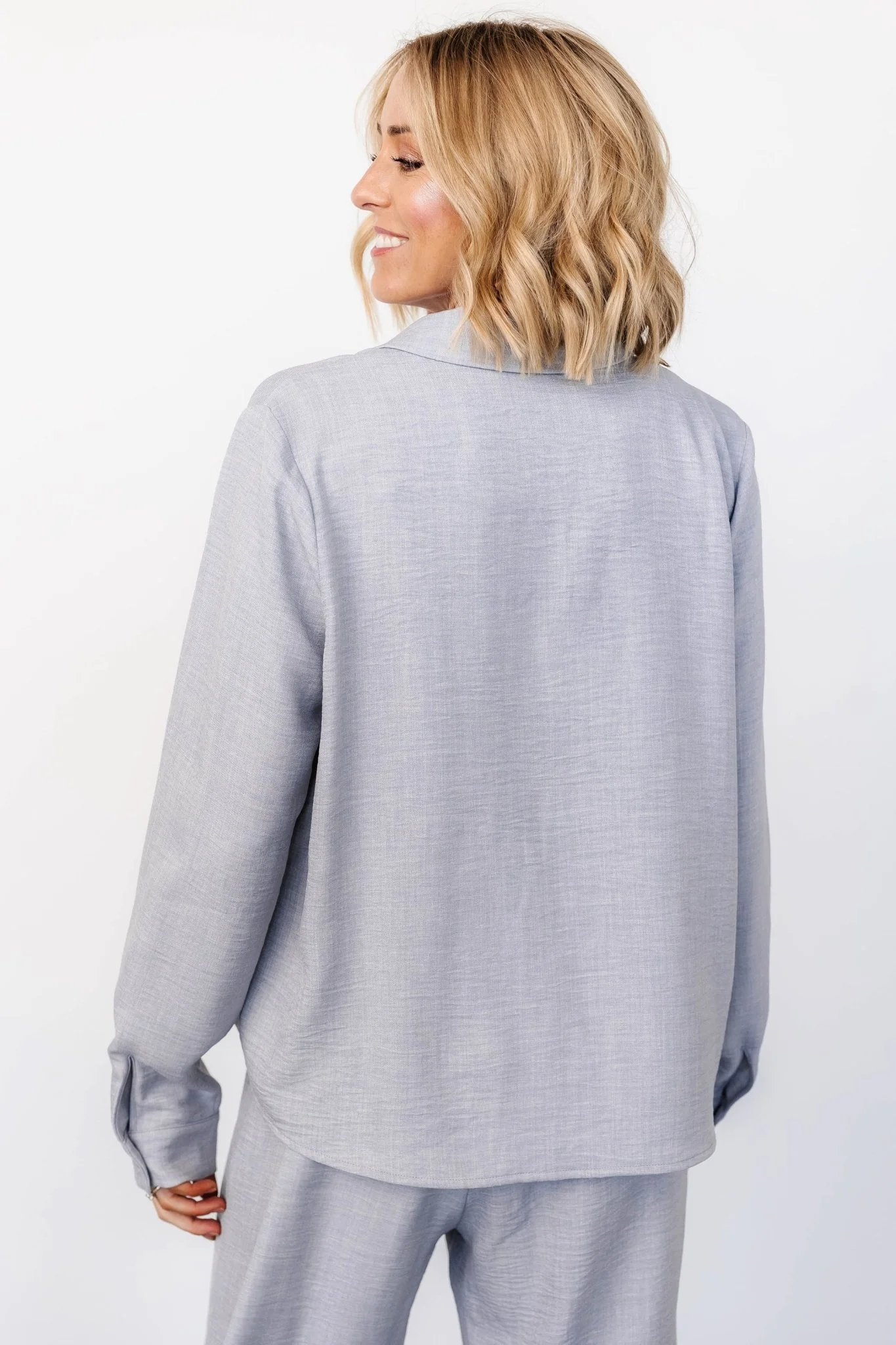 Tuscany Button Top | Blue Gray