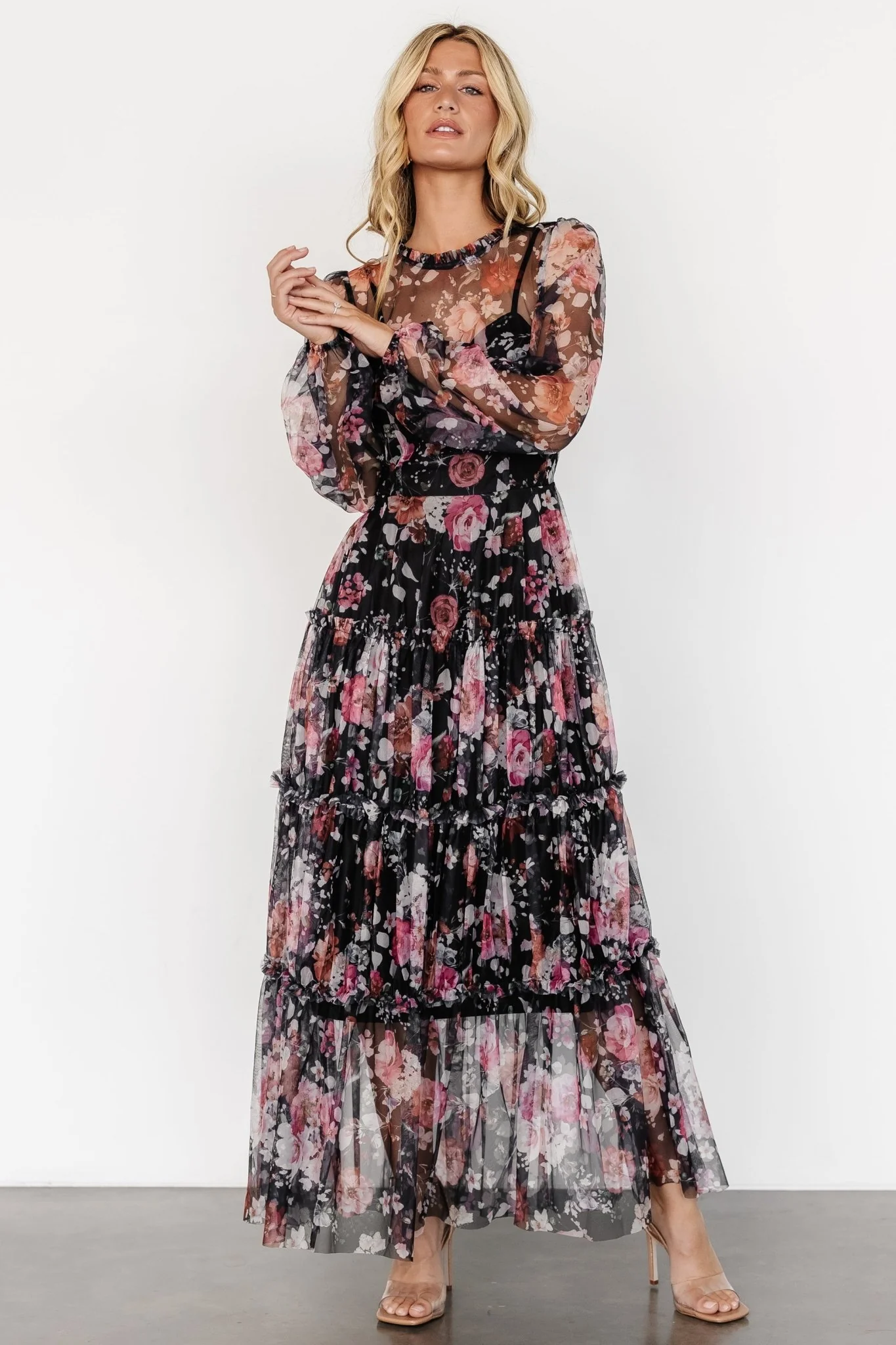 Stephanie Tiered Maxi Dress | Black Floral