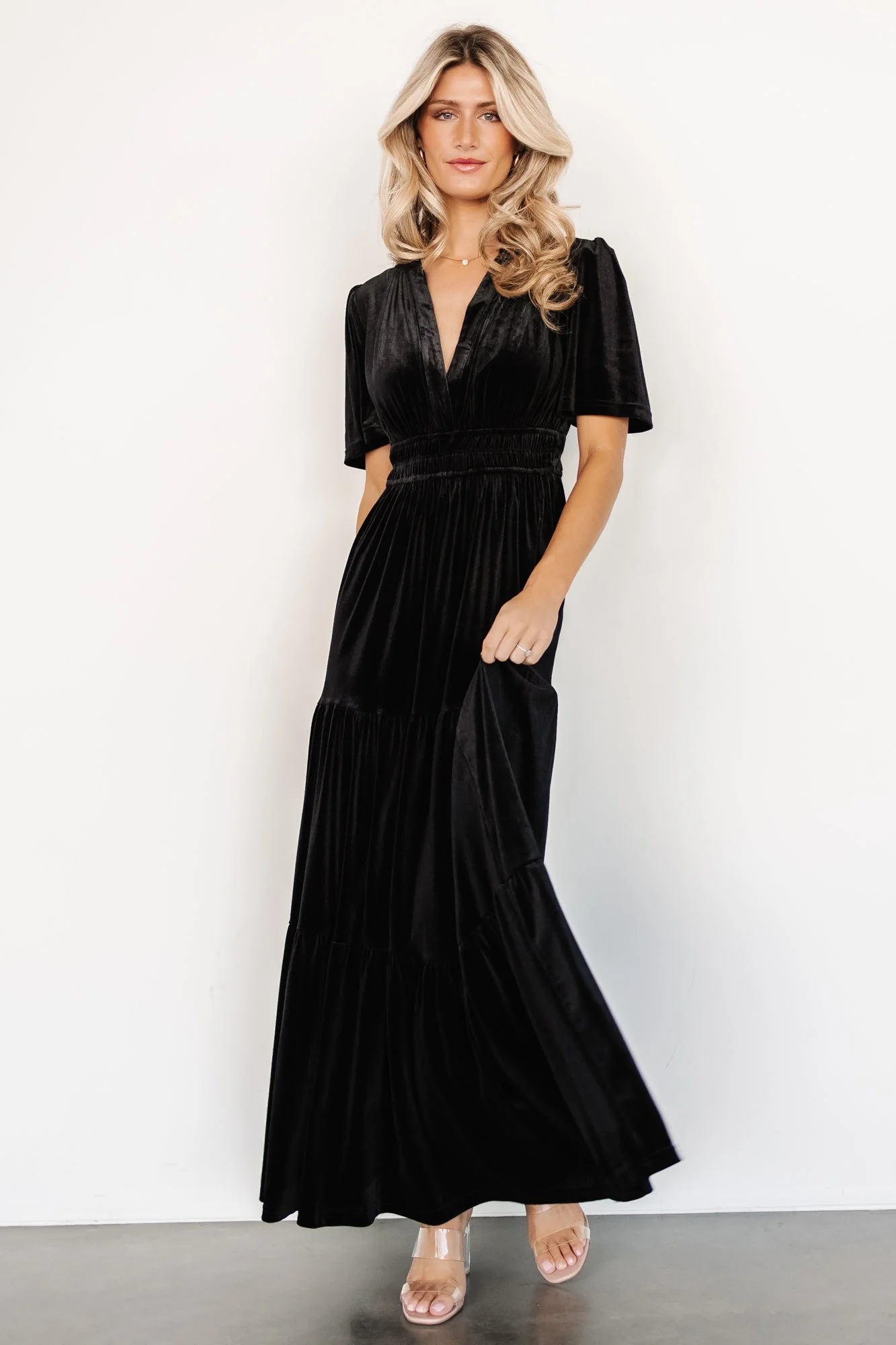 Artemis Velvet Maxi Dress | Black