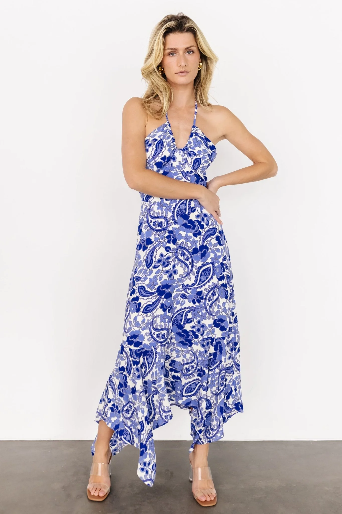 Camila Halter Maxi Dress | Blue + Ivory