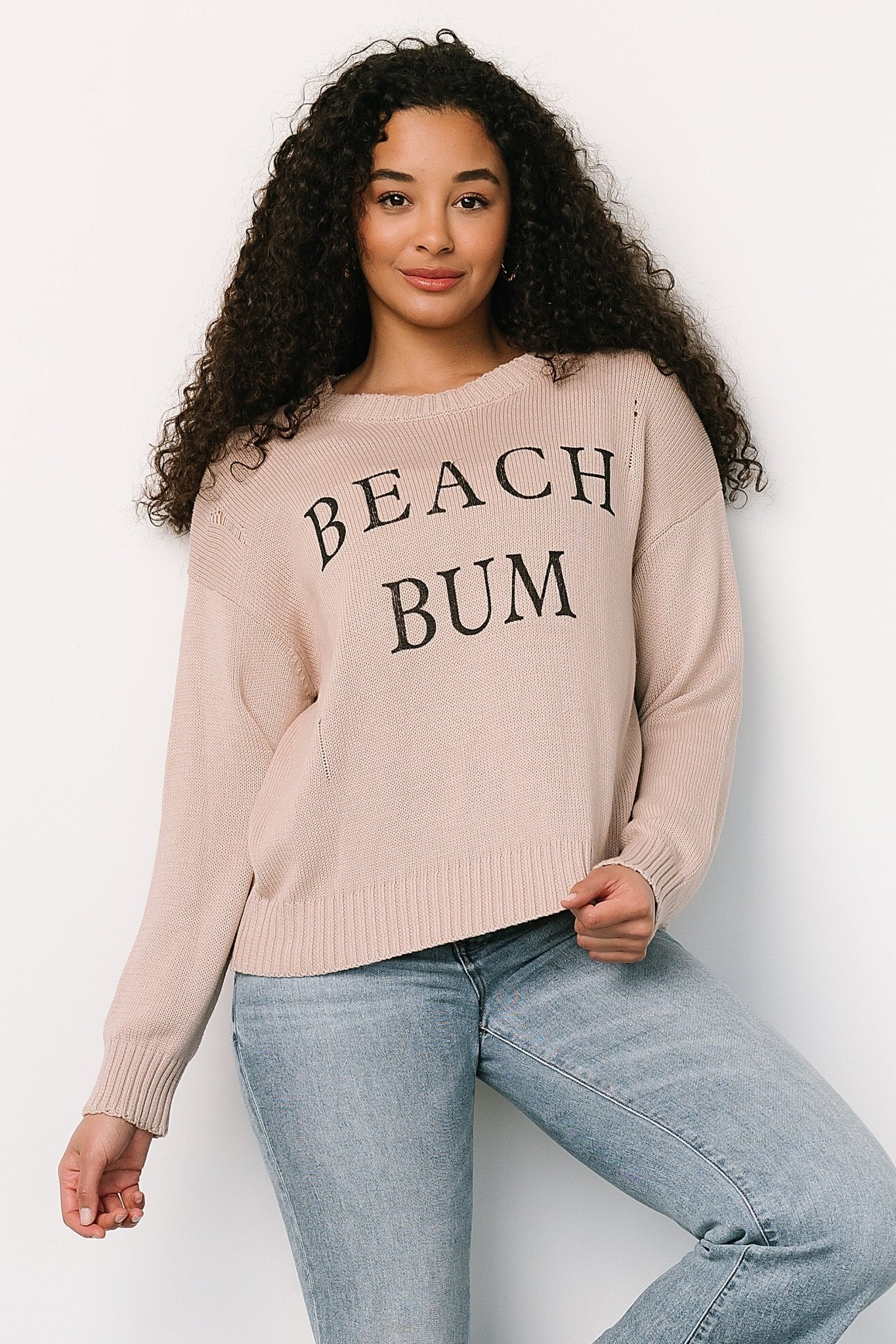 Beach Bum Knit Sweater Top | Sand