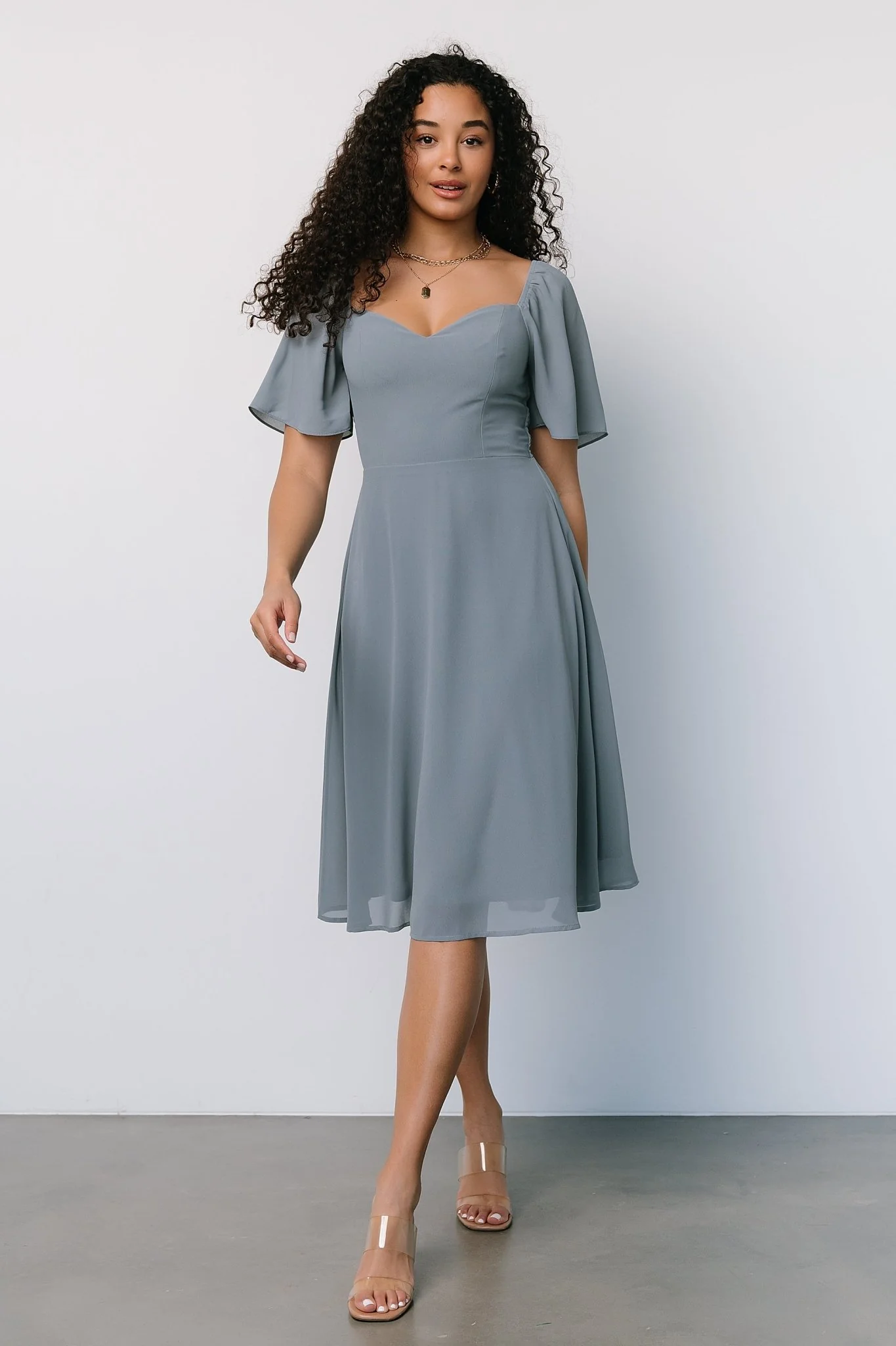 Colette Sweetheart Midi Dress | Dusty Blue