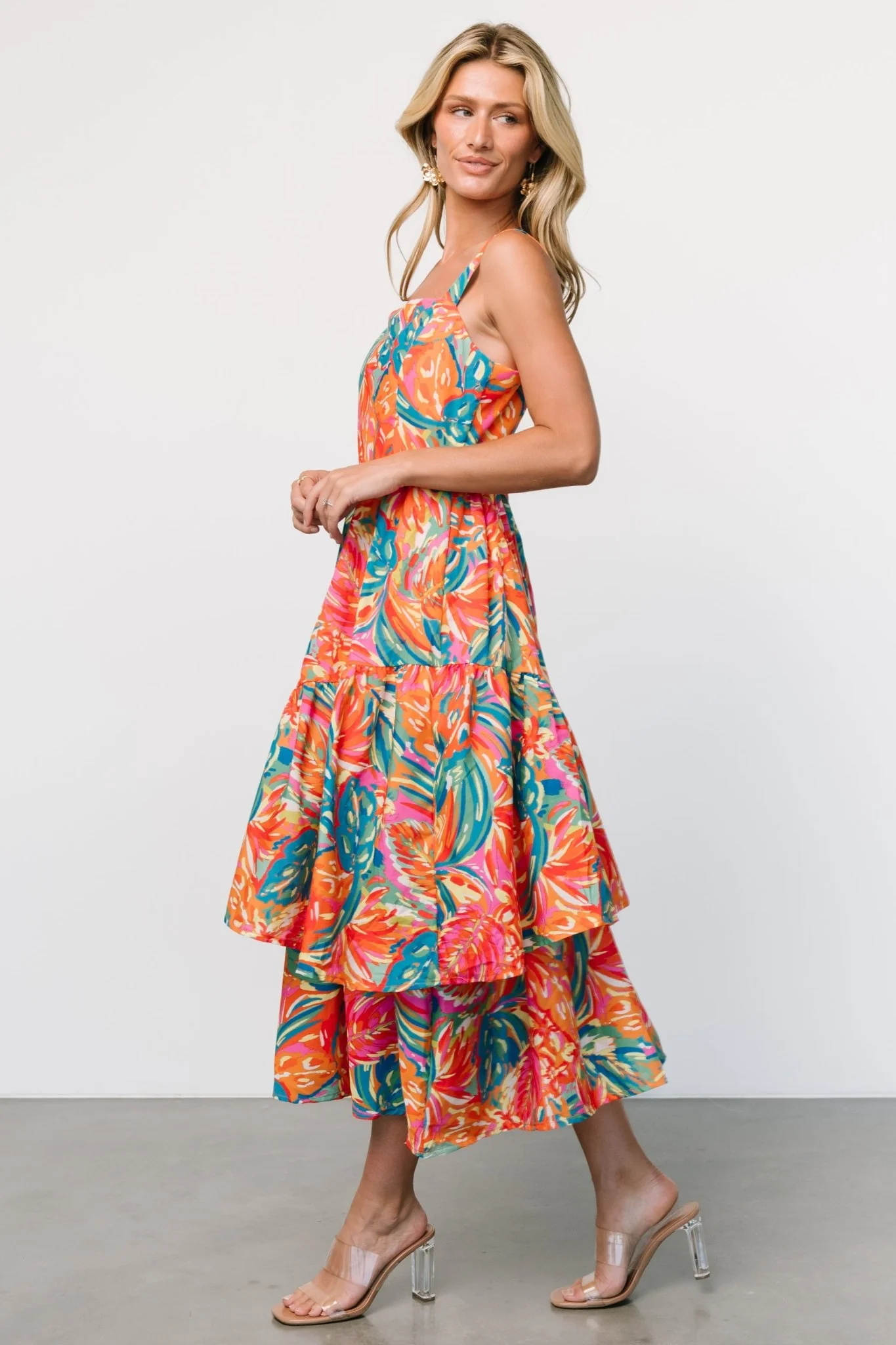 Kitts Tiered Dress | Tropical Print