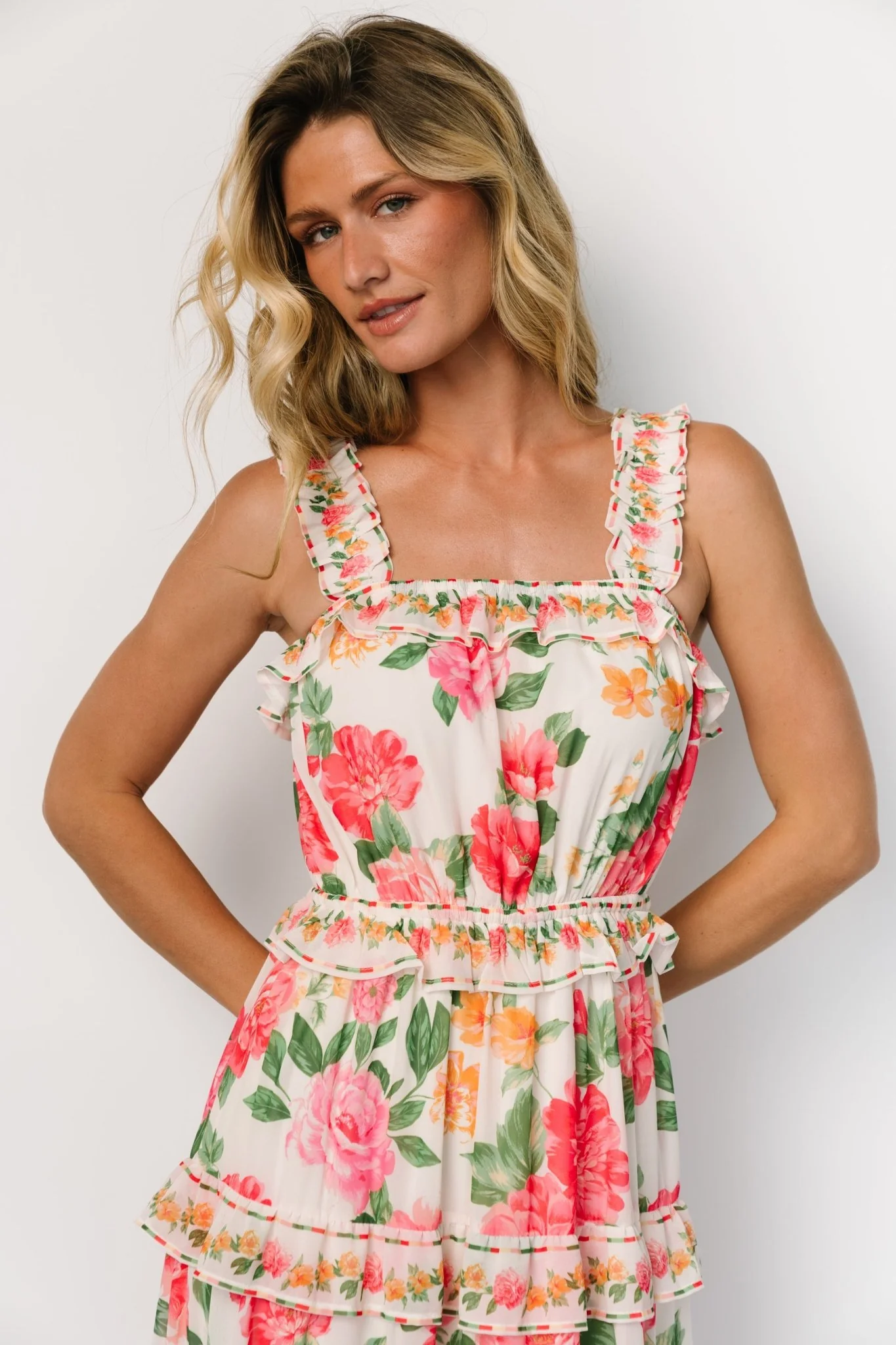 Julieta Tiered Maxi Dress | Off White Floral
