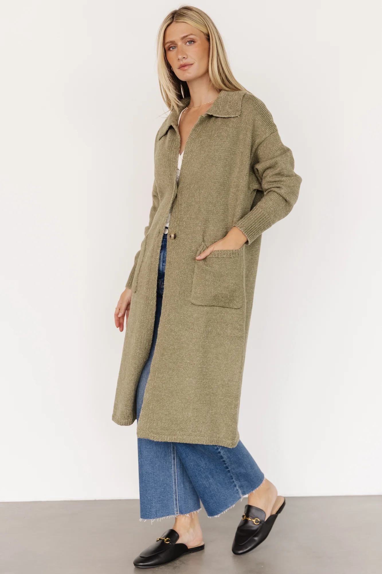 Ontario Long Button Cardigan | Olive