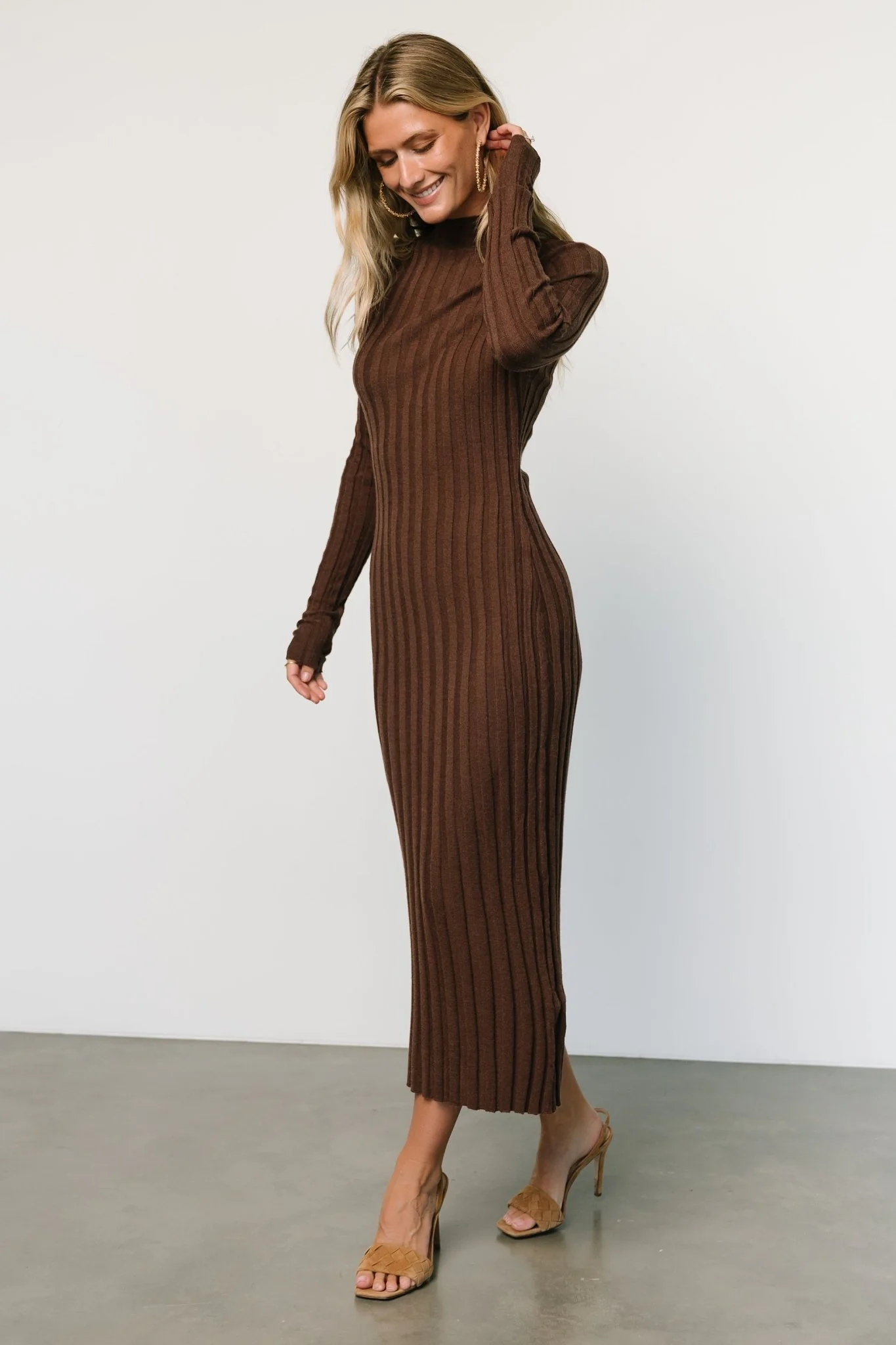Oliver Ribbed Sweater Dress | Chocolate