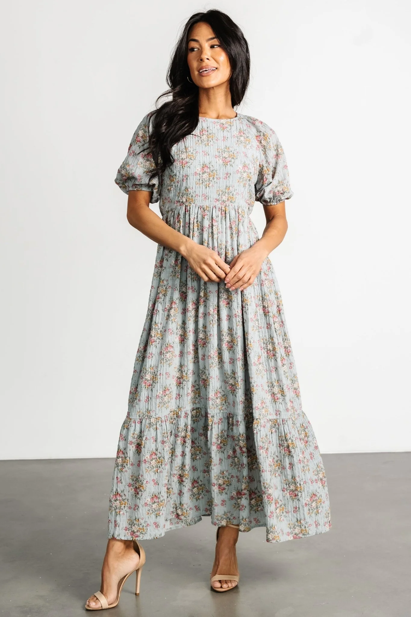 Lucinda Back Tie Dress | Dusty Blue Floral