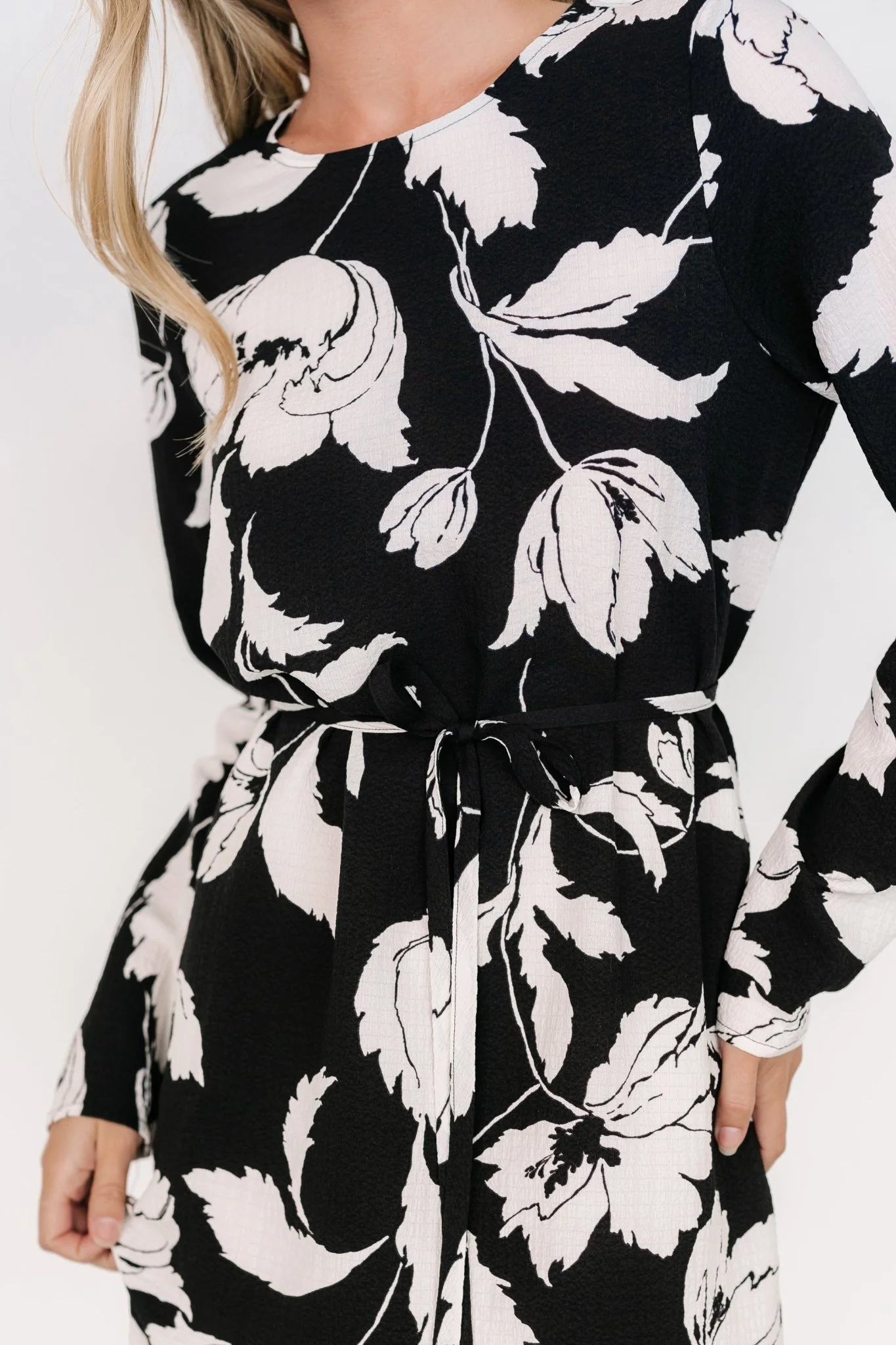 Kyoto Short Dress | Black + White Floral