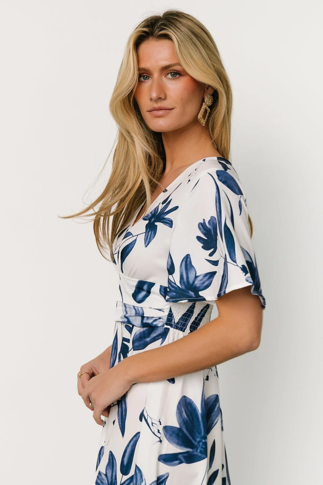 Dina Maxi Dress | White + Blue Floral