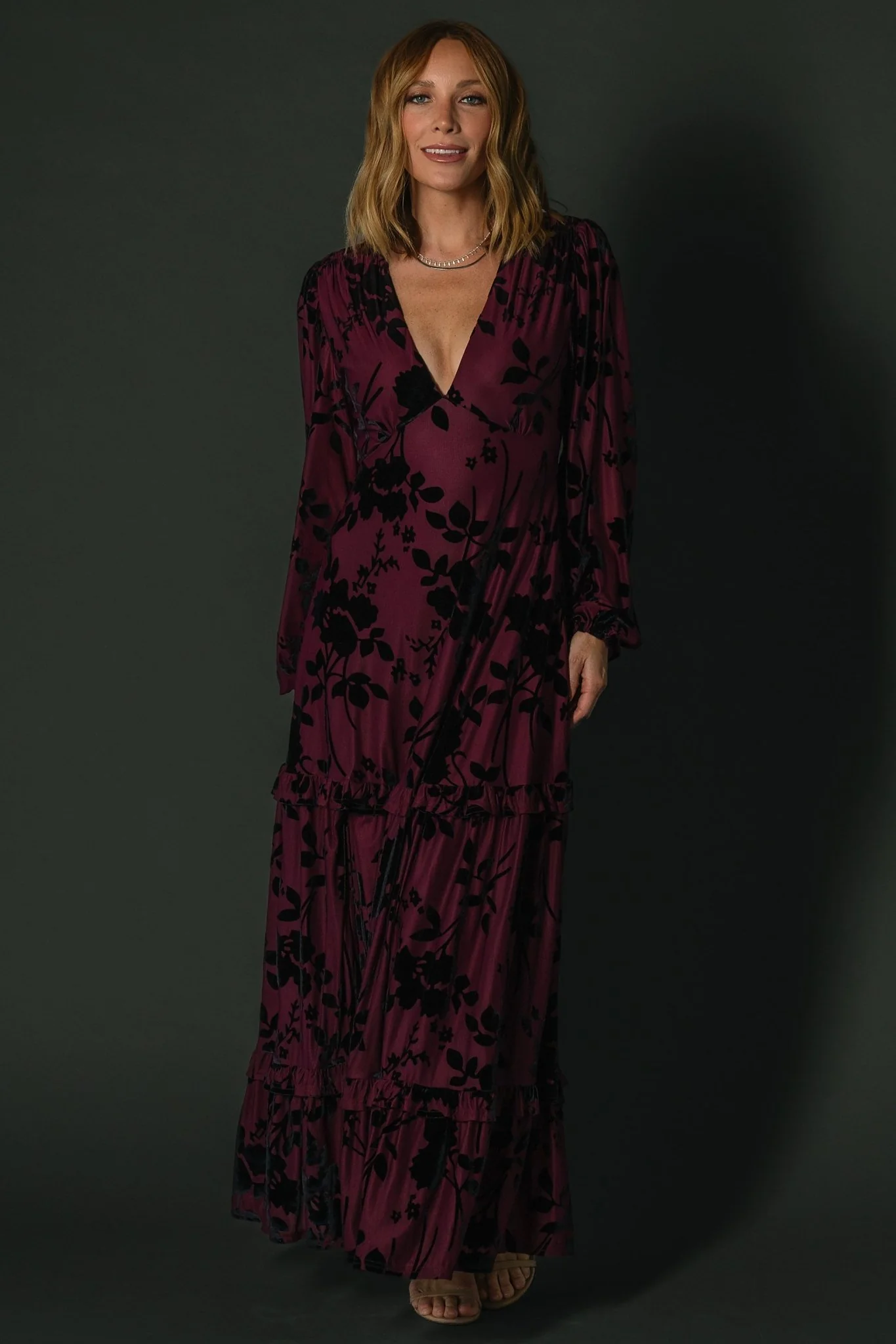 Liana Velvet Embossed Maxi Dress | Mulberry