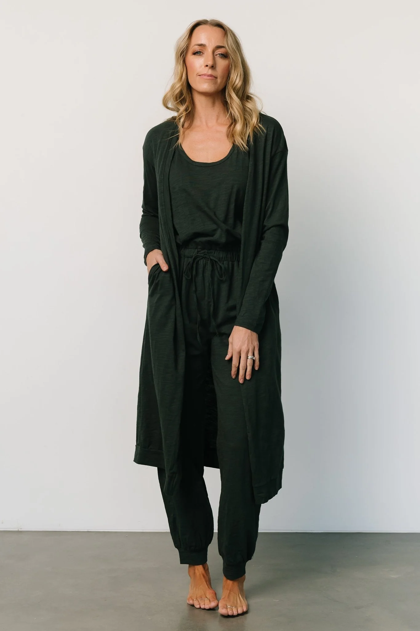 Janae Jumpsuit + Cardigan Set | Dark Green