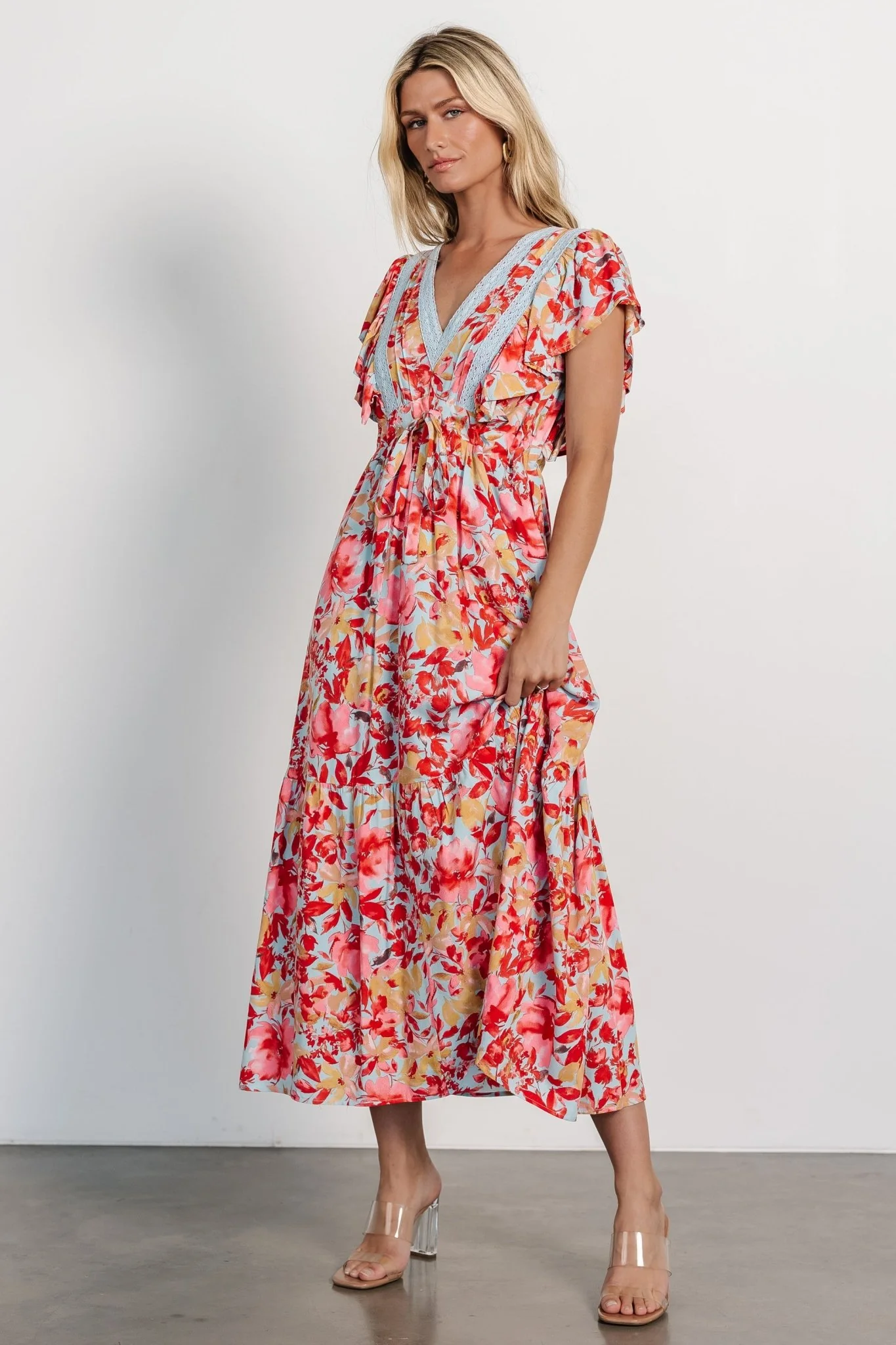 Maggie Maxi Dress | Blue + Coral Multi