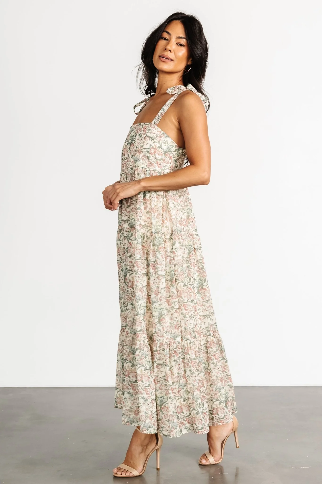 Lelisa Shoulder Tie Dress | Cream Floral