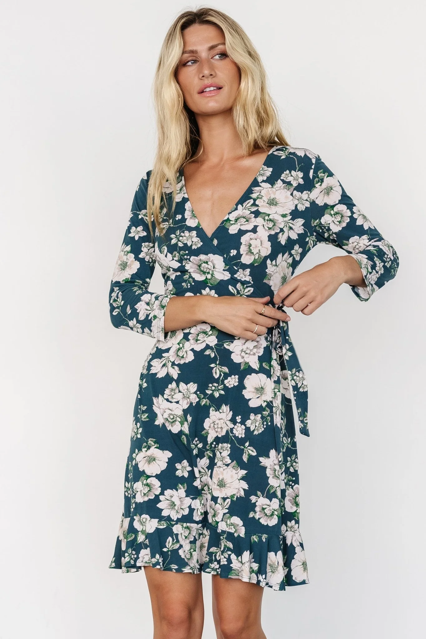 Declan Short Dress | Dark Green Floral