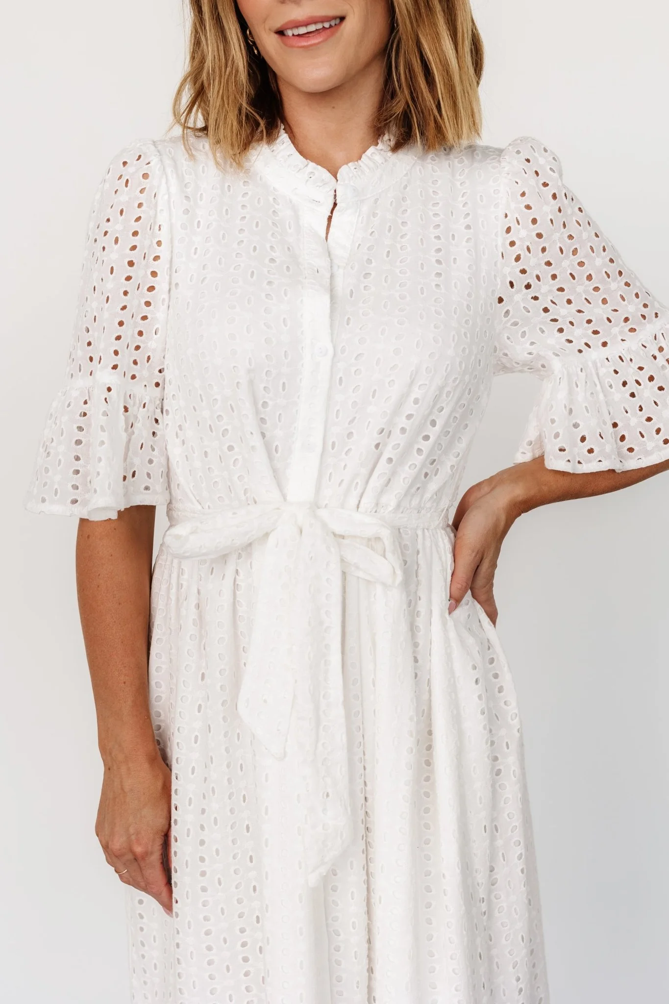 Virginia Eyelet Midi Dress | Off White
